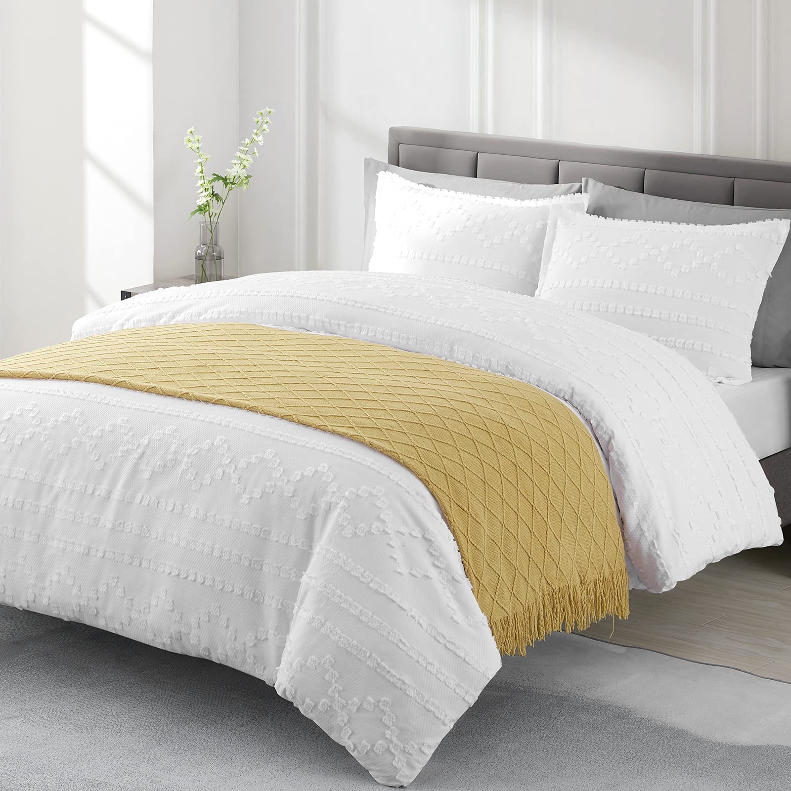 BOURINA Beige Throw Blanket 50x60 Inches Throw Textured Solid Soft Sofa Couch Decorative Knit Blanket