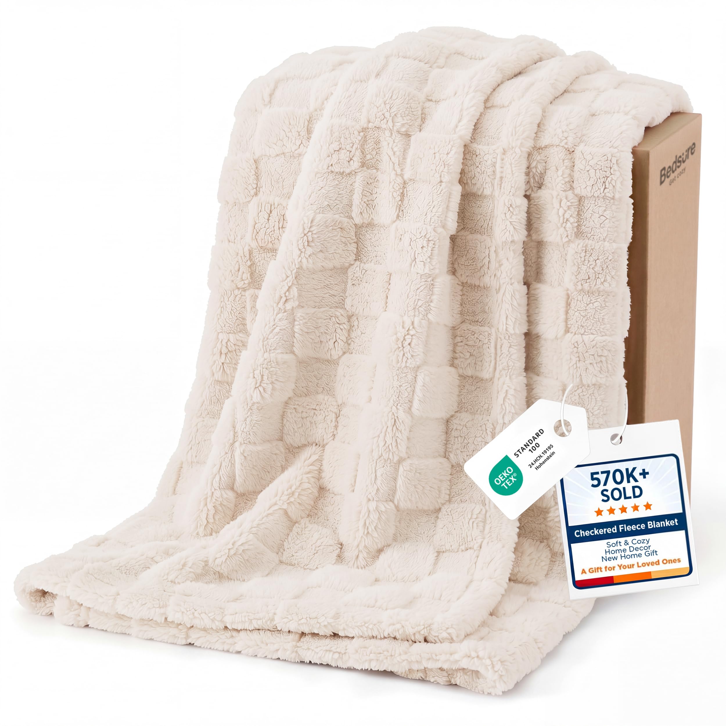 Bedsure GentleSoft Sage Green Throw Blanket for Couch - Checkered Cute Fleece Blankets, Soft Cozy Summer Throw for Bedroom Home Decor Gifts for Mom Girls, Green, 50x60 Inches