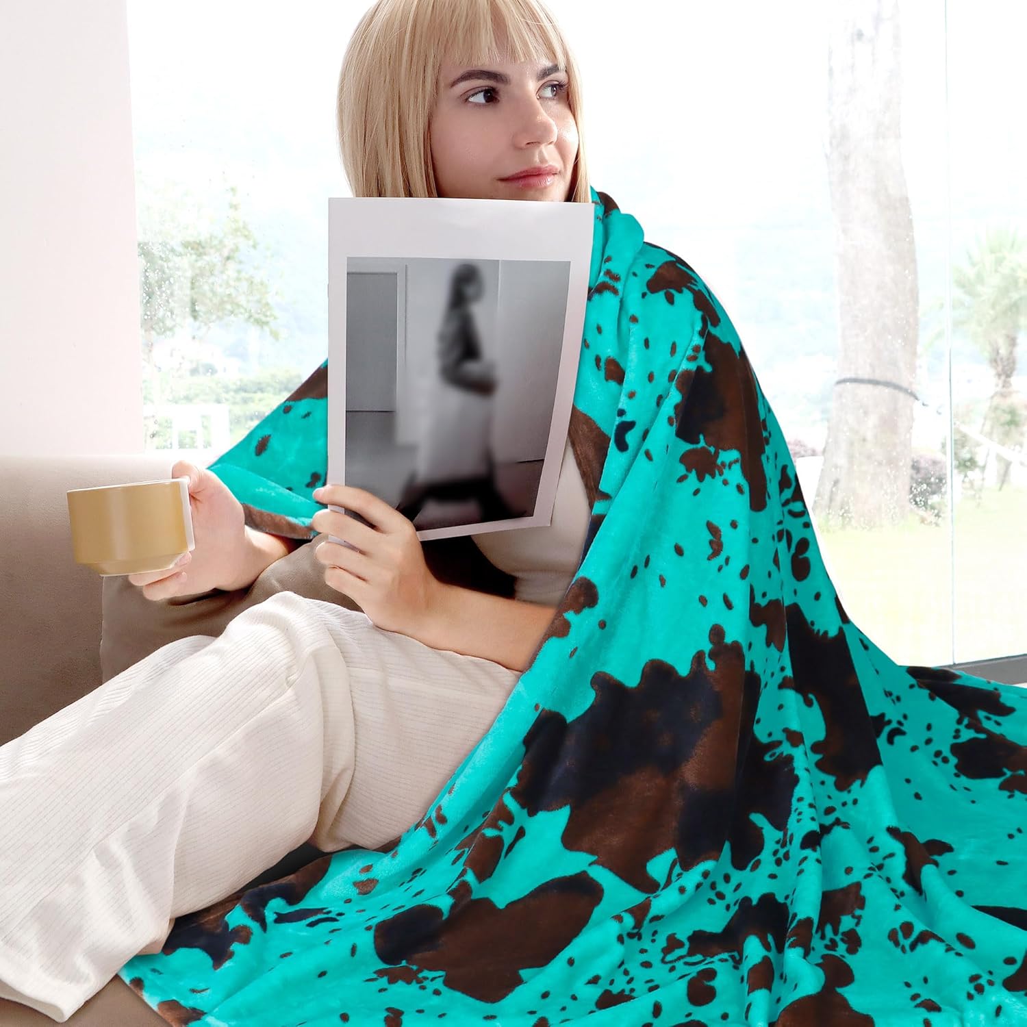 Fleece Throw Blanket for Bed Couch - Soft Cozy Teal Fleece Blanket Bedding for House Bedroom Living Room Decor, Turquoise Teal Gifts for Women 50"x60", Lightweight, All Seasons