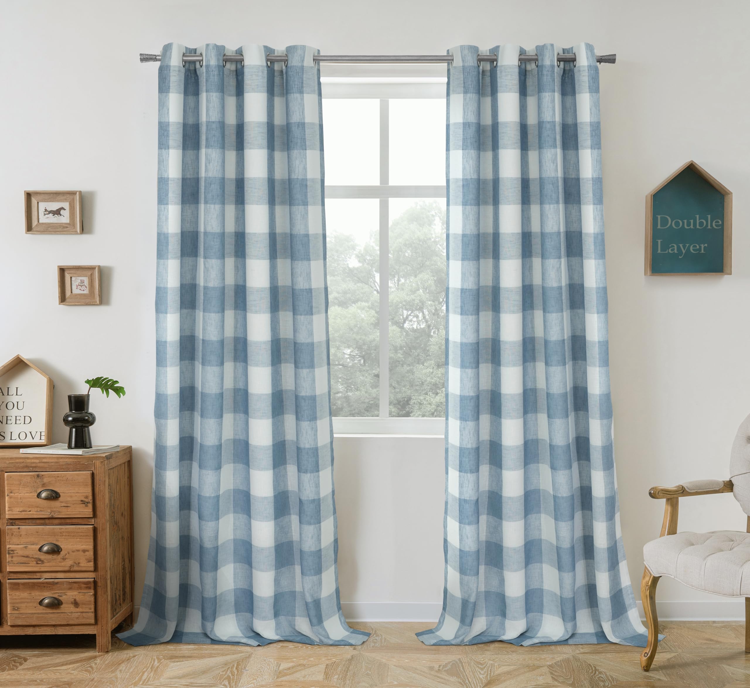 DriftAway Buffalo Plaid Check Curtains Blackout Room Darkening Thermal Insulated Red and White Buffalo Checkered Window Drapes for Farmhouse Bedroom Living Room Grommet Curtain 2 Panels 84 Inch Long