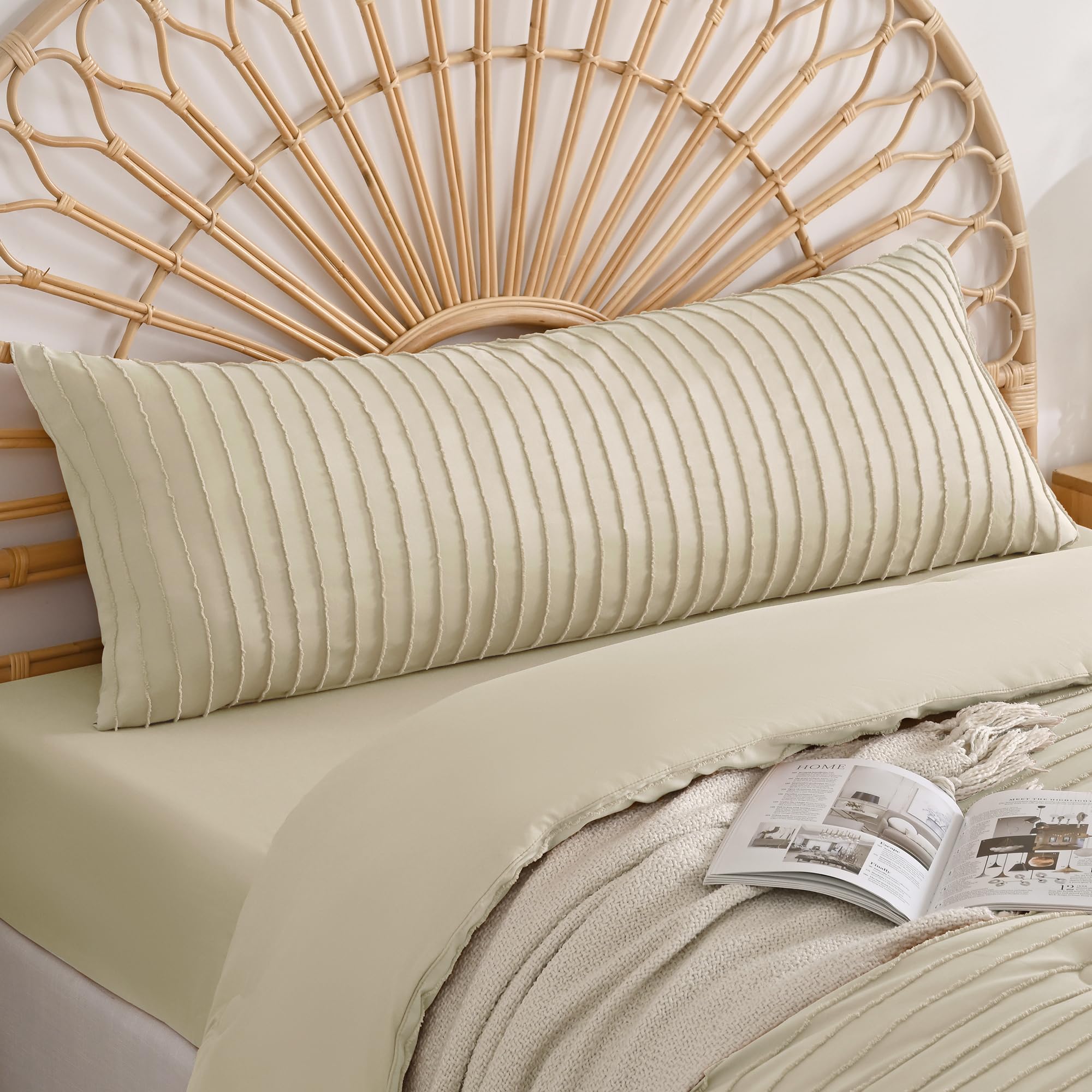 JELLYMONI 2 Pack White Pillowcases Standard Size, Soft Microfiber Striped Tufted Pillow Covers with Envelope Closure (Pillows are not Included)