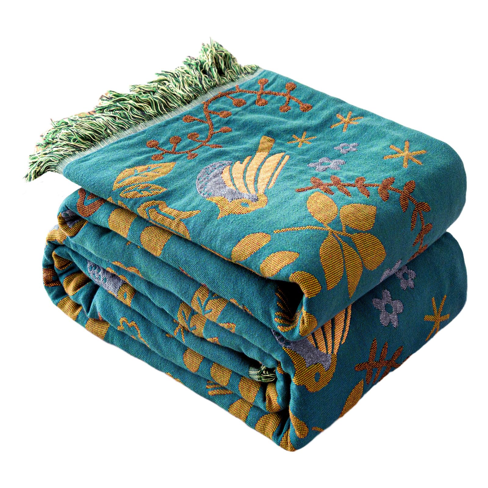 MSGKV Boho Throw Blanket 60''x80'',100% Cotton Blanket for Couch Bed, Summer Breathable Quilt Farmhouse Home Decor Soft Lightweight Picnic Blankets