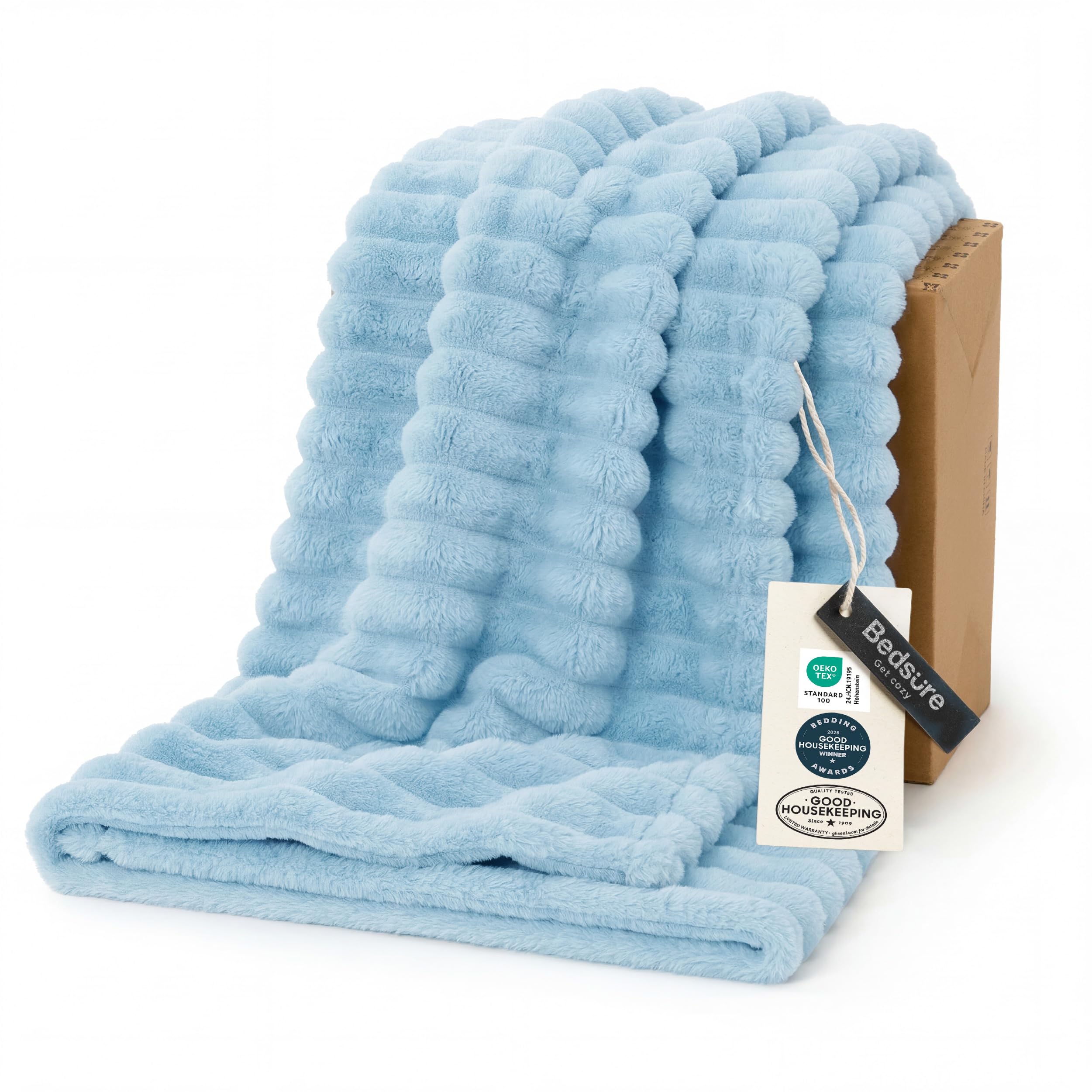 Bedsure GentleSoft King Size Blanket for Bed - Cozy Soft Blankets for Women, Cute Large Bedding Fleece Throws for Girls, Off White, 108x90 Inches