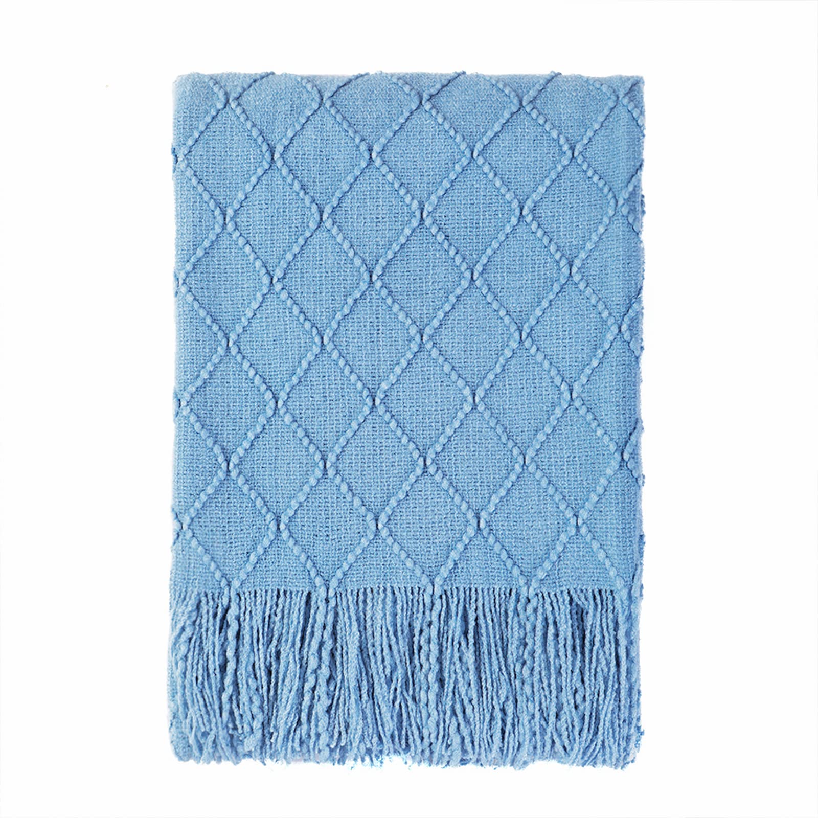 BOURINA Beige Throw Blanket 50x60 Inches Throw Textured Solid Soft Sofa Couch Decorative Knit Blanket