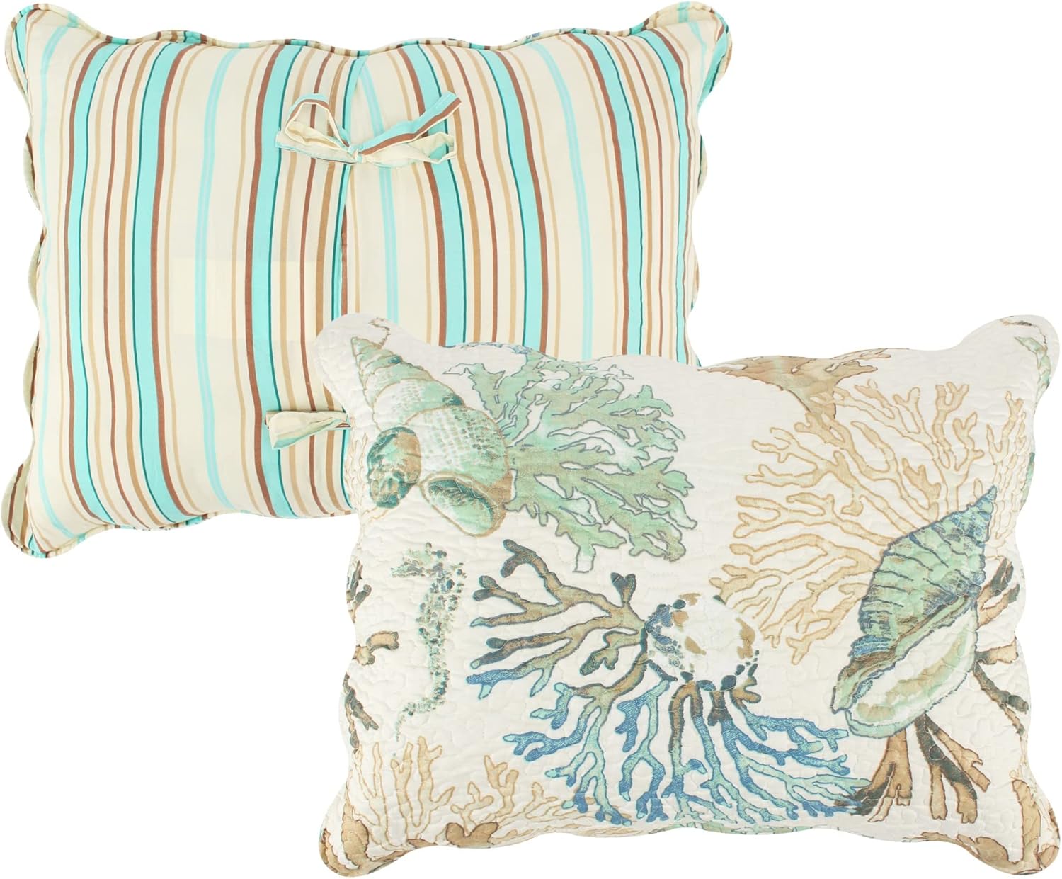 Greenland Home Atlantis Coastal Sea Coral Oversized Reversible Quilt Set, 3-Piece Full/Queen, Jade