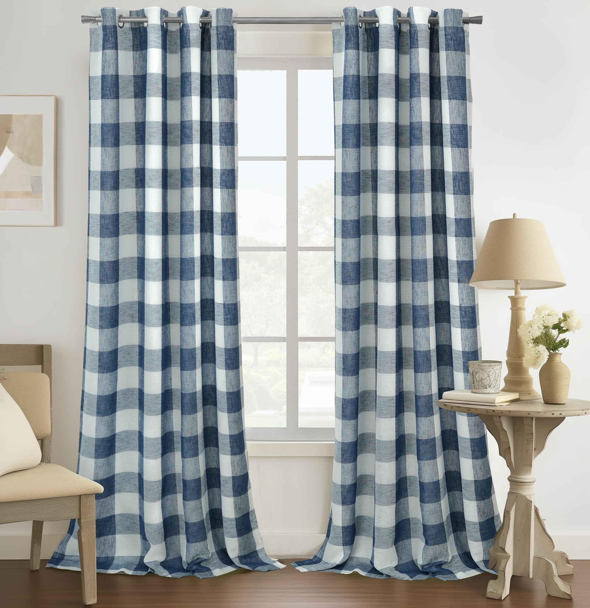 DriftAway Buffalo Plaid Check Curtains Blackout Room Darkening Thermal Insulated Red and White Buffalo Checkered Window Drapes for Farmhouse Bedroom Living Room Grommet Curtain 2 Panels 84 Inch Long