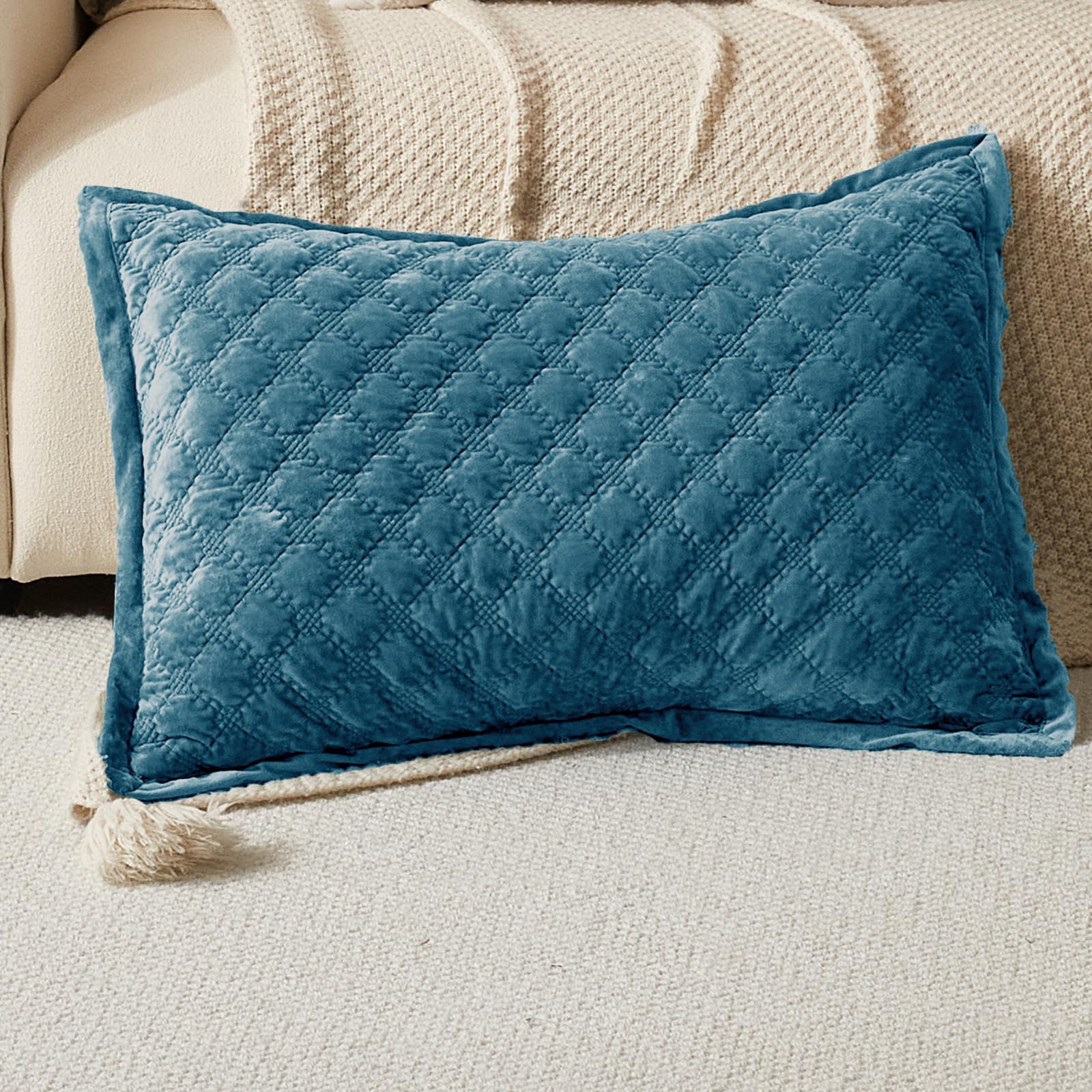 Standard Pillowcase 20X26 1 Piece Pillow Cover with Envelope Closure Rectangular Quilted Pillow Case Soft Decorative Texture Pillow Sham for Bed, Ivory White