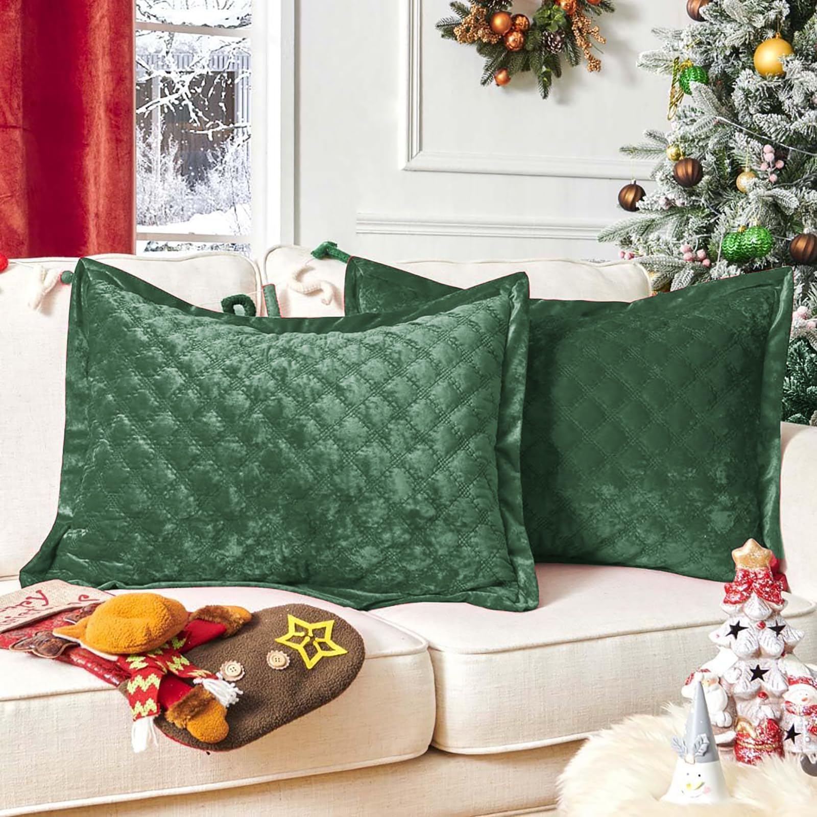 Standard Pillowcase 20X26 1 Piece Pillow Cover with Envelope Closure Rectangular Quilted Pillow Case Soft Decorative Texture Pillow Sham for Bed, Ivory White