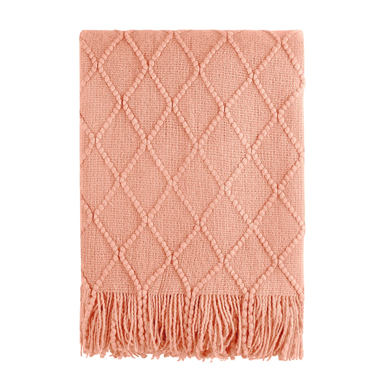 BOURINA Beige Throw Blanket 50x60 Inches Throw Textured Solid Soft Sofa Couch Decorative Knit Blanket