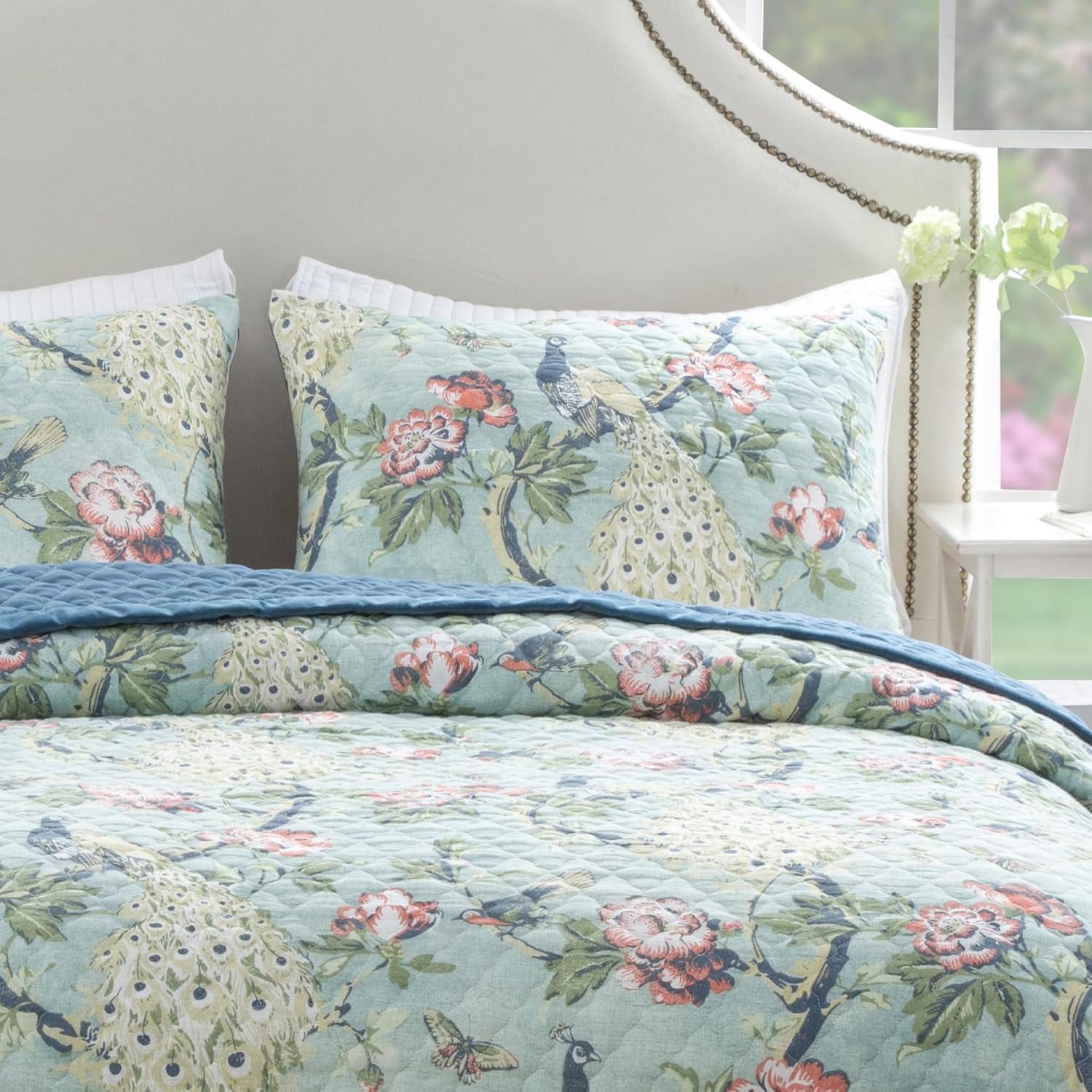 Greenland Home Pavona Enchanted Garden Quilted Pillow Sham, Standard 20x26-inch