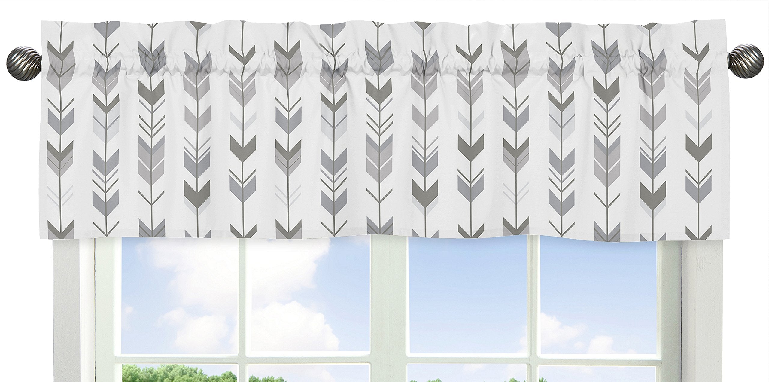 Sweet Jojo Designs White and Black Hotel Modern Window Valance