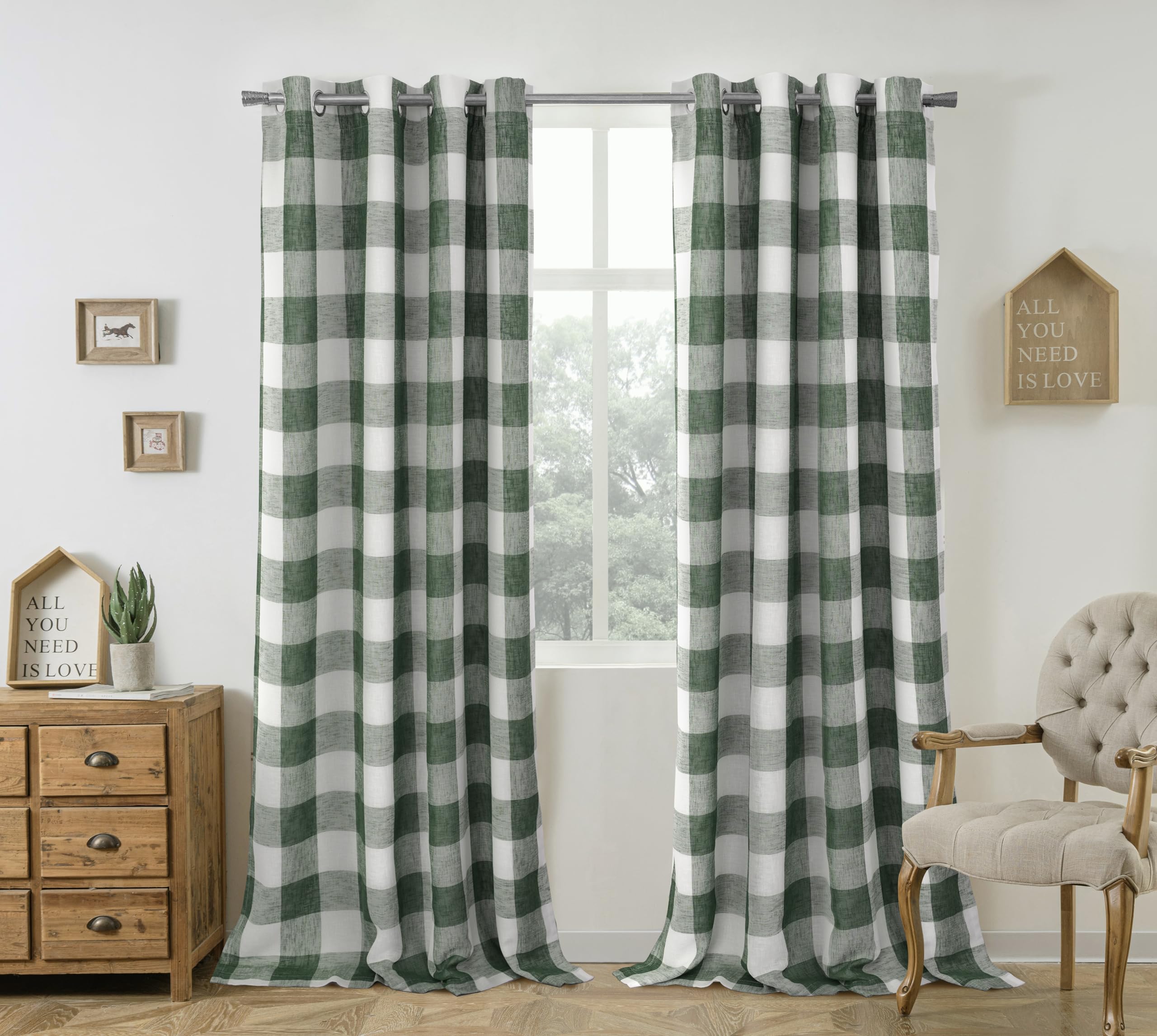 DriftAway Buffalo Plaid Check Curtains Blackout Room Darkening Thermal Insulated Red and White Buffalo Checkered Window Drapes for Farmhouse Bedroom Living Room Grommet Curtain 2 Panels 84 Inch Long