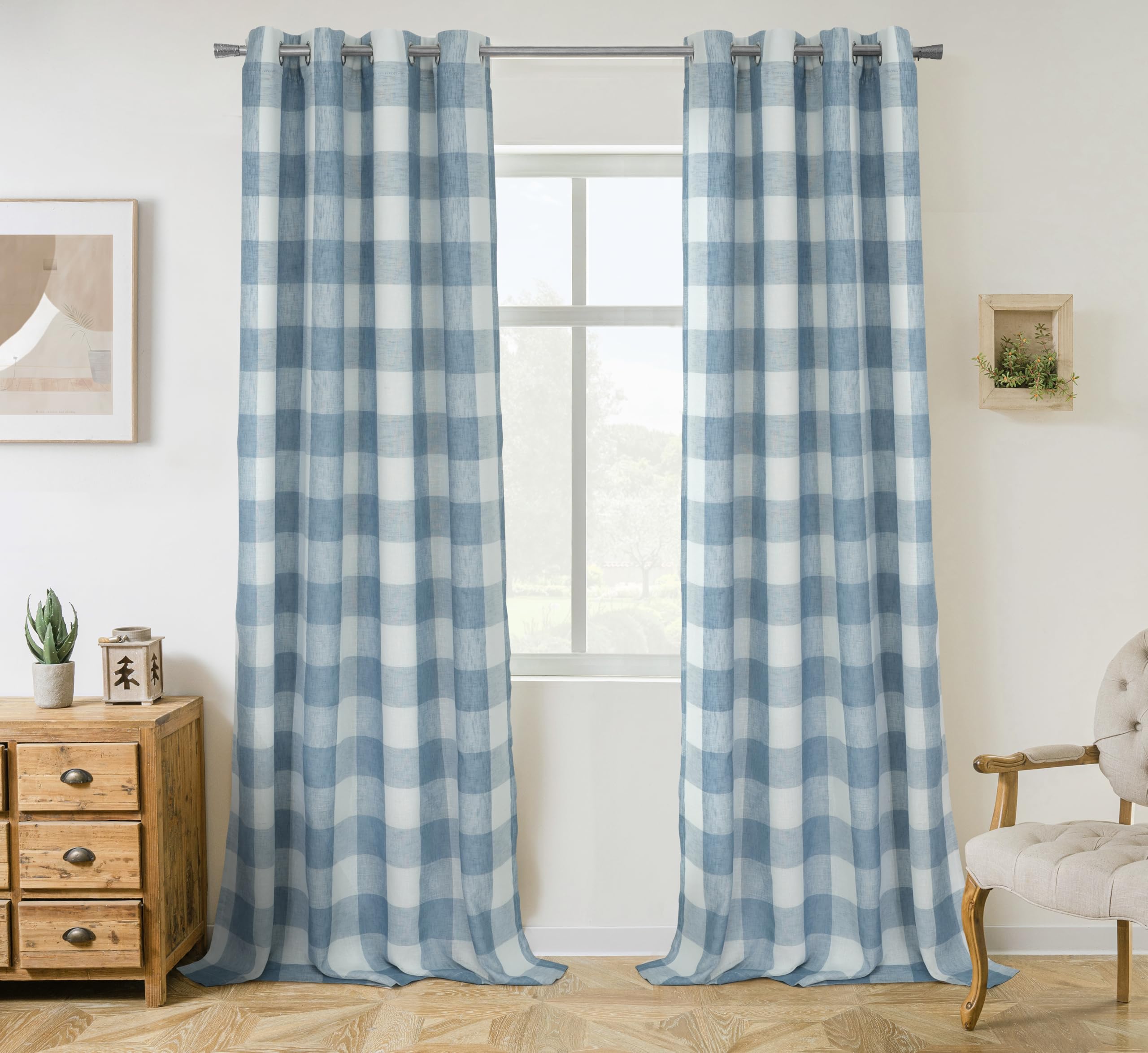 DriftAway Buffalo Plaid Check Curtains Blackout Room Darkening Thermal Insulated Red and White Buffalo Checkered Window Drapes for Farmhouse Bedroom Living Room Grommet Curtain 2 Panels 84 Inch Long