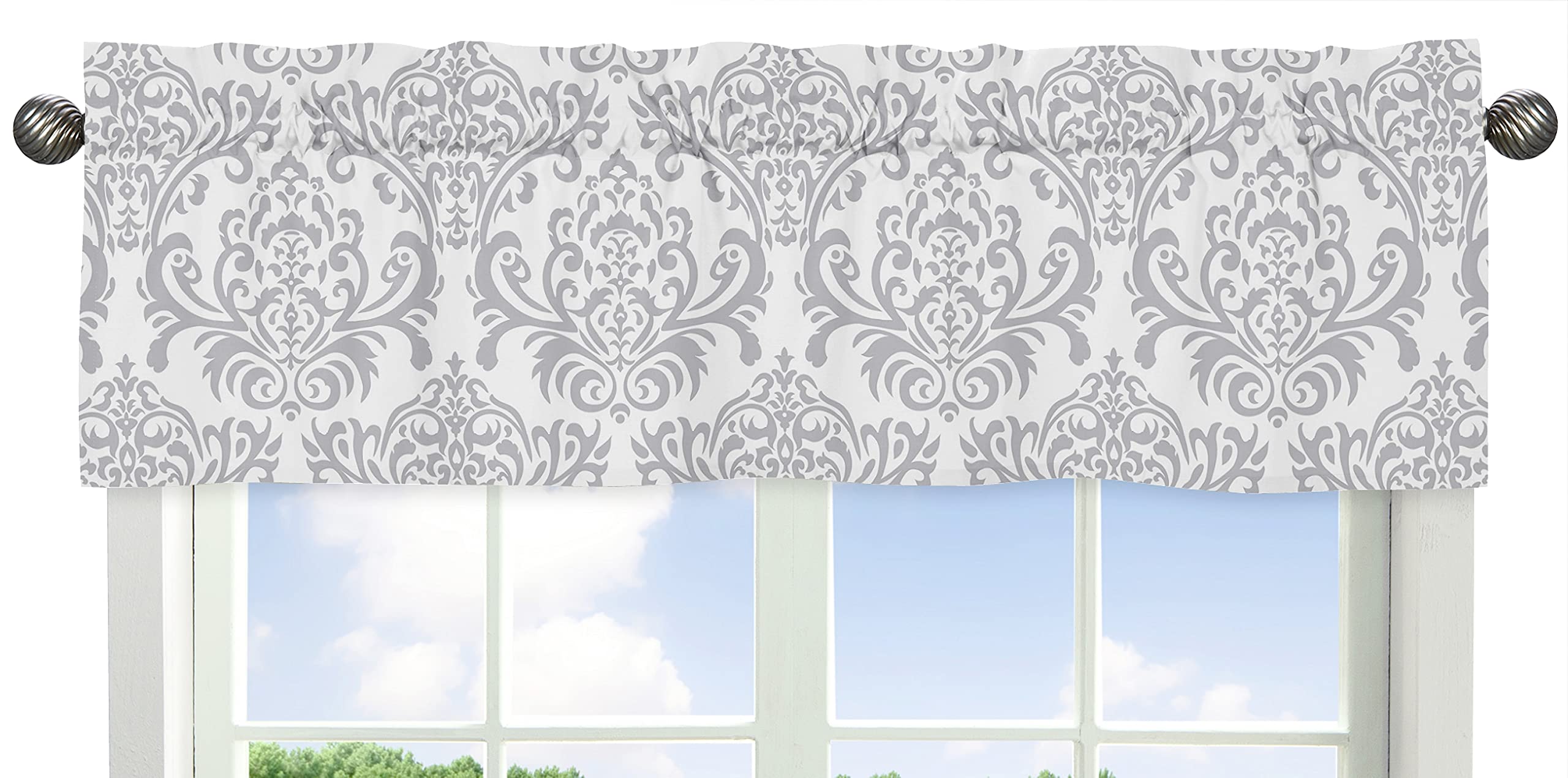 Sweet Jojo Designs White and Black Hotel Modern Window Valance