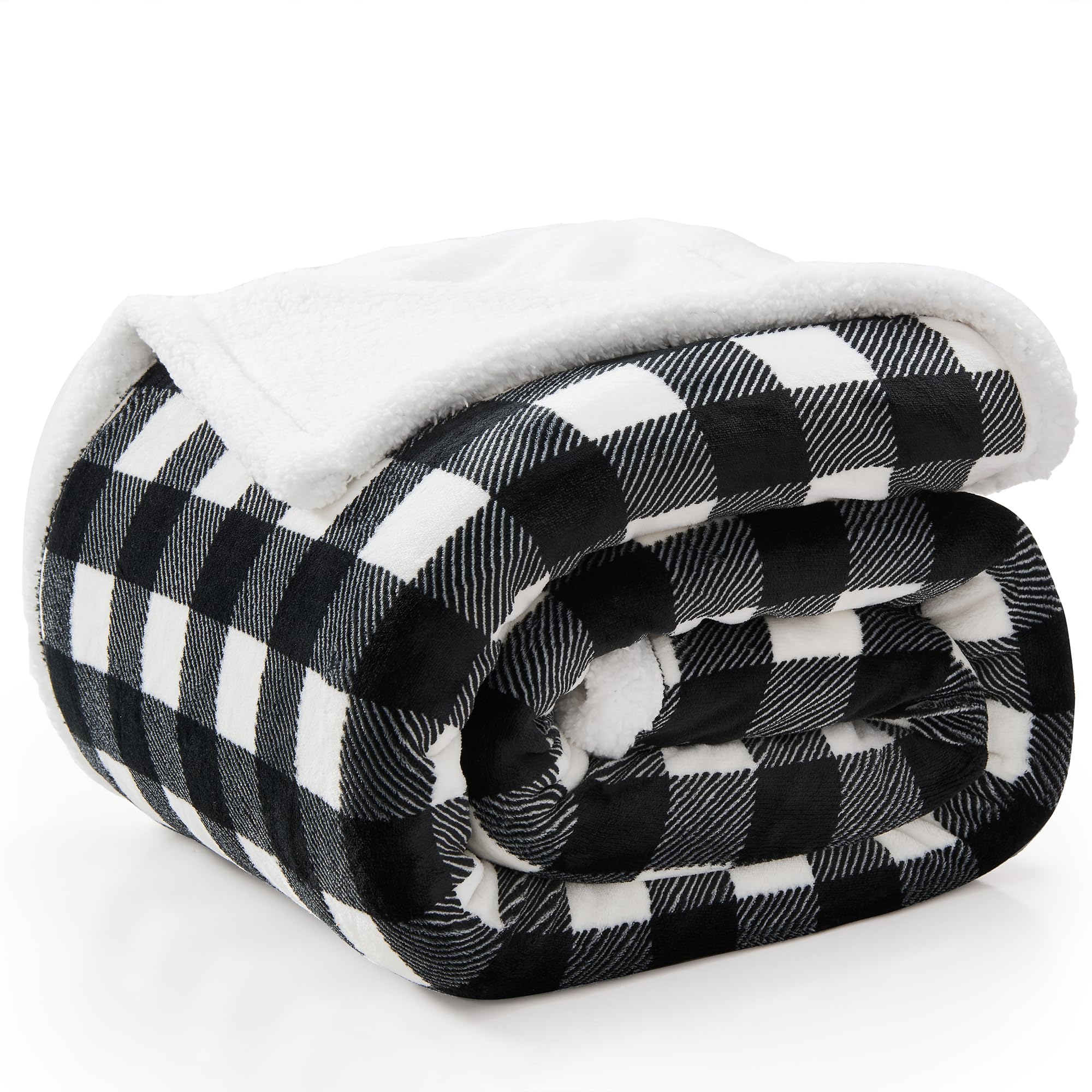 BEDELITE Plaid Fleece Throw Blanket for Couch, Black & White Checkered Flannel Blanket, Cozy & Soft Buffalo Plaid Decor Blanket for Women, Men, 50"x60"
