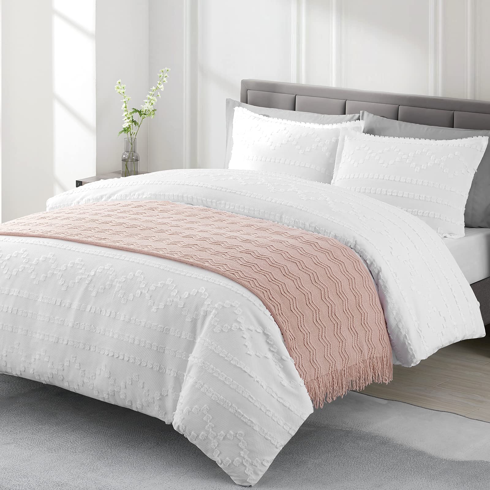 BOURINA Beige Throw Blanket 50x60 Inches Throw Textured Solid Soft Sofa Couch Decorative Knit Blanket