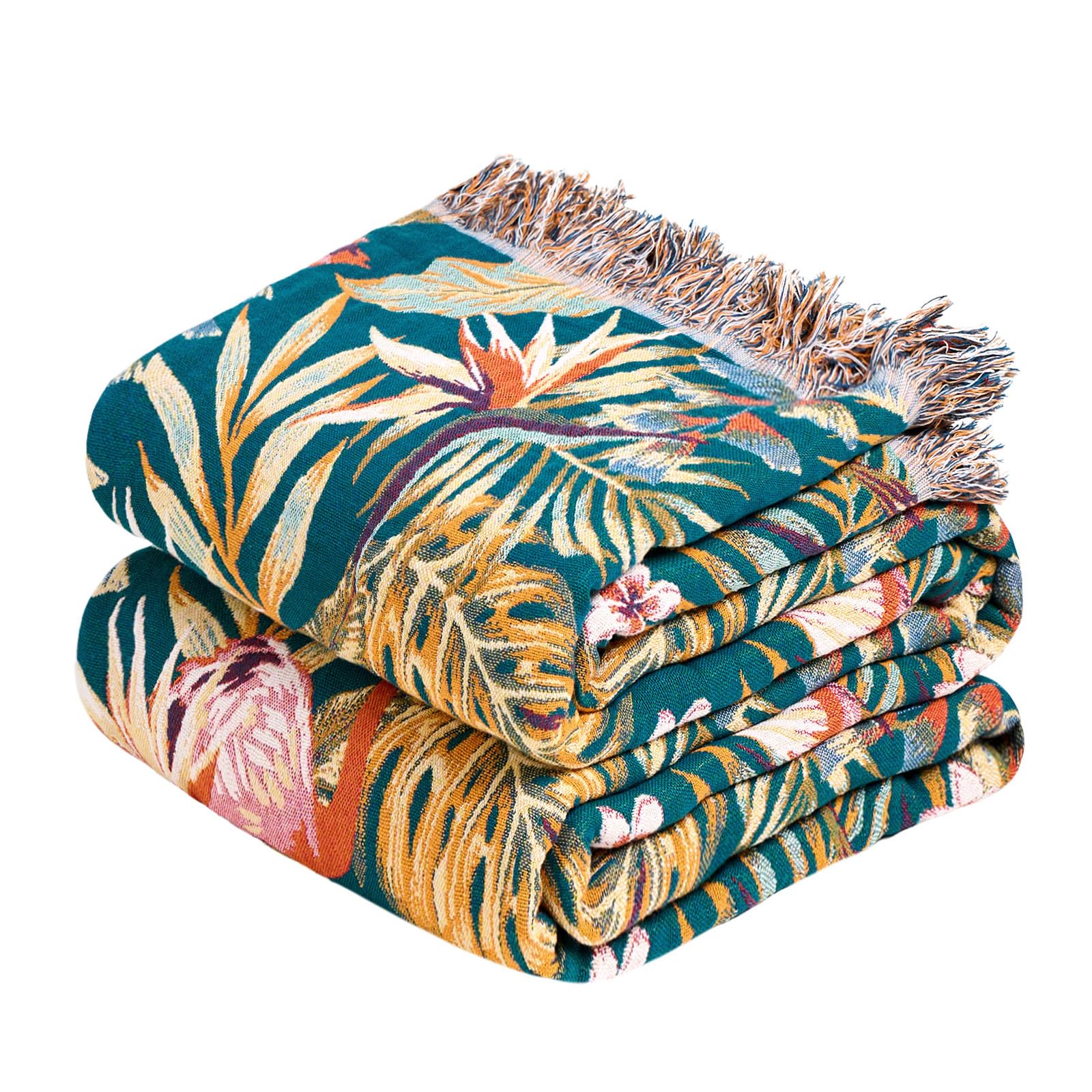MSGKV Boho Throw Blanket 60''x80'',100% Cotton Blanket for Couch Bed, Summer Breathable Quilt Farmhouse Home Decor Soft Lightweight Picnic Blankets