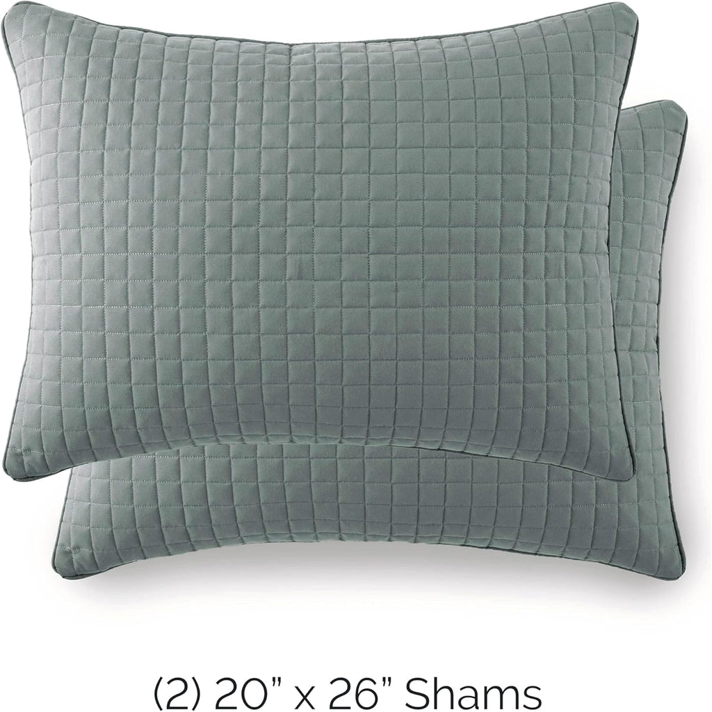 Southshore Fine Living, Inc. Blue Pillow Covers 20"x26", Decorative Pillow Shams Standard Size Set of 2, Fits Twin/Full/Queen Pillows, Breathable Quilted Pillow Shams Complement Quilt Set, Steel Blue