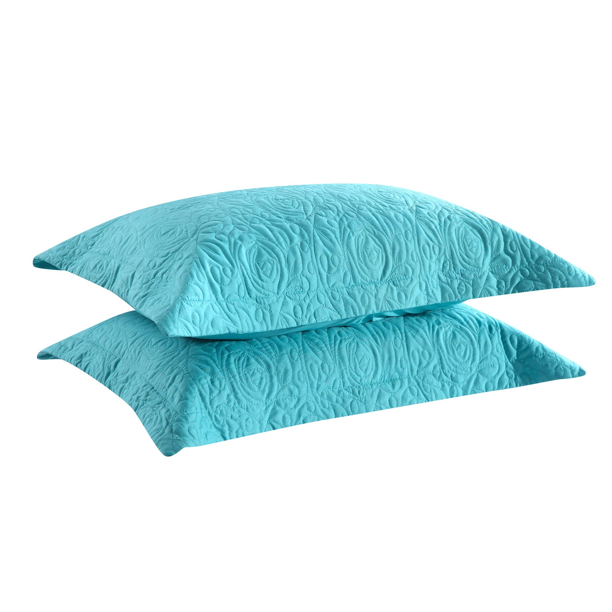 MarCielo 2-Piece Embroidered Pillow Shams, Decorative Microfiber Pillow Covers Set, Standard Size, Beige