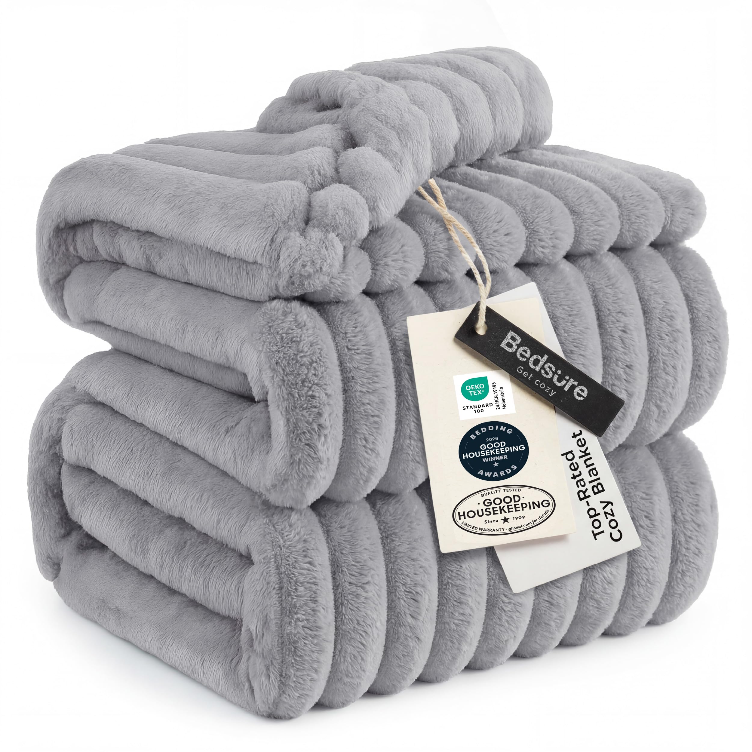 Bedsure GentleSoft Blankets Queen Size for Bed - Cozy Soft Sofa Couch Cover Blankets for Women, Cute Large Bedding Fleece Throws for Girls, Off White, 90x90 Inches
