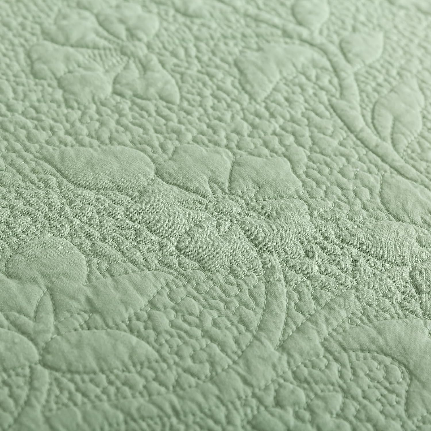 Brandream Standard Size Quilted Pillow Shams Cotton Set of 2 Sage Green Farmhouse Scallop Edge Decorative Pillow Covers