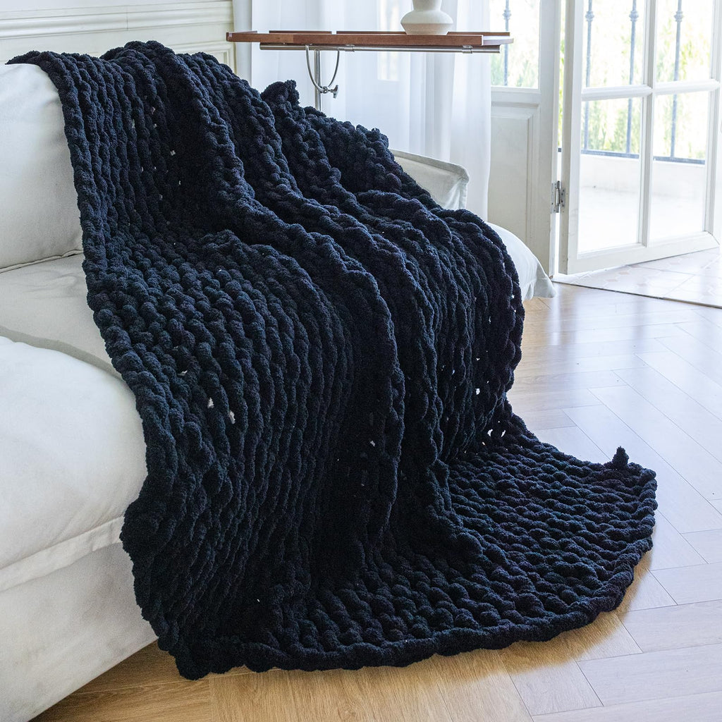 Chunky Knit Blanket - Luxury Soft Cozy 50 * 60 Throw Blanket,100% Woven Blanket Rope Knot Throw Blanket for Couch, Sofa, Home Decor, Gift - Machine Washable (Cream, 50 * 60)