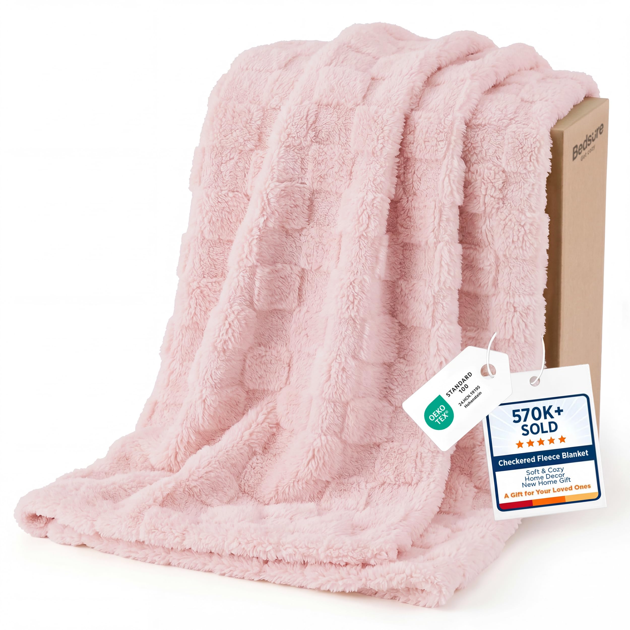Bedsure GentleSoft Sage Green Throw Blanket for Couch - Checkered Cute Fleece Blankets, Soft Cozy Summer Throw for Bedroom Home Decor Gifts for Mom Girls, Green, 50x60 Inches