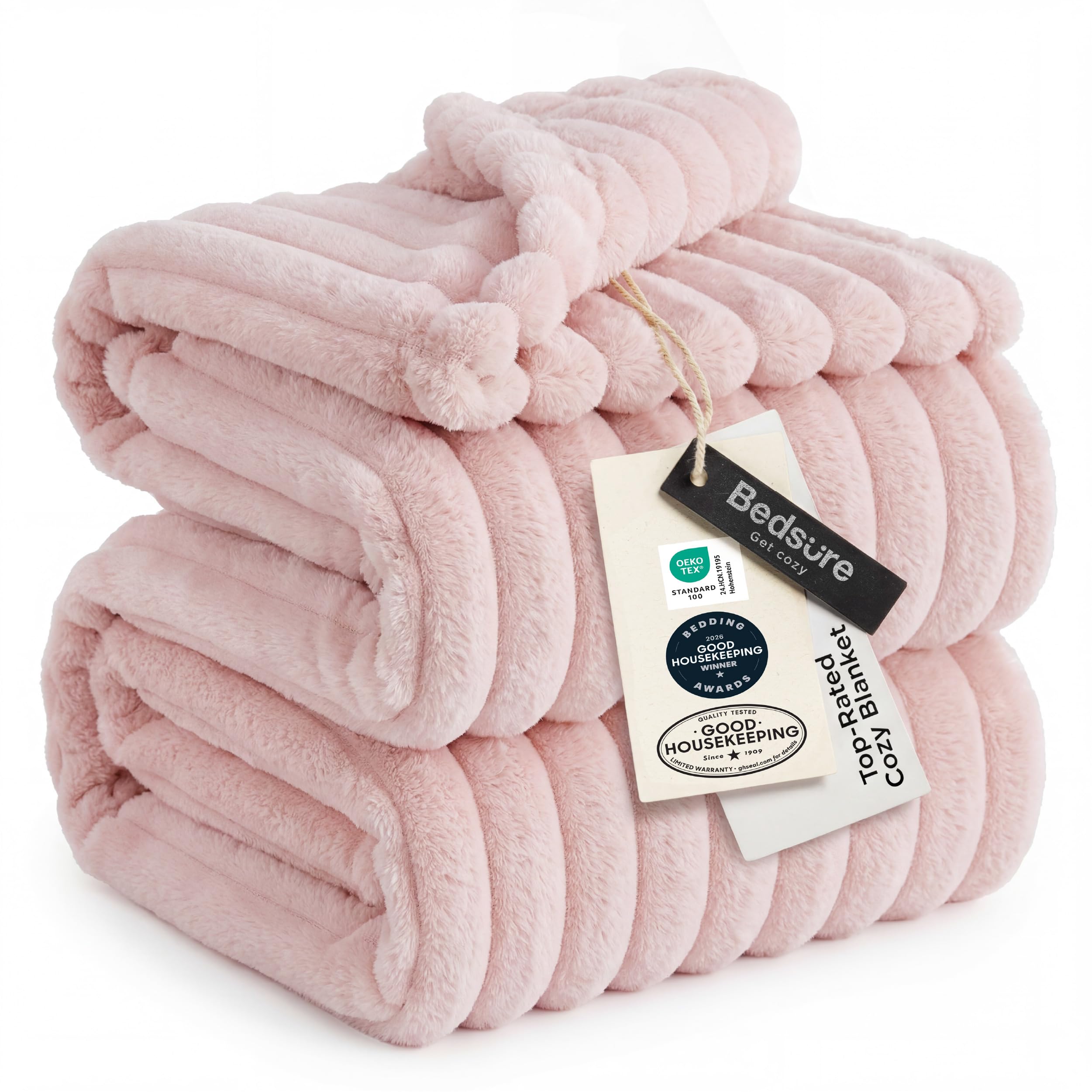 Bedsure GentleSoft Blankets Queen Size for Bed - Cozy Soft Sofa Couch Cover Blankets for Women, Cute Large Bedding Fleece Throws for Girls, Off White, 90x90 Inches