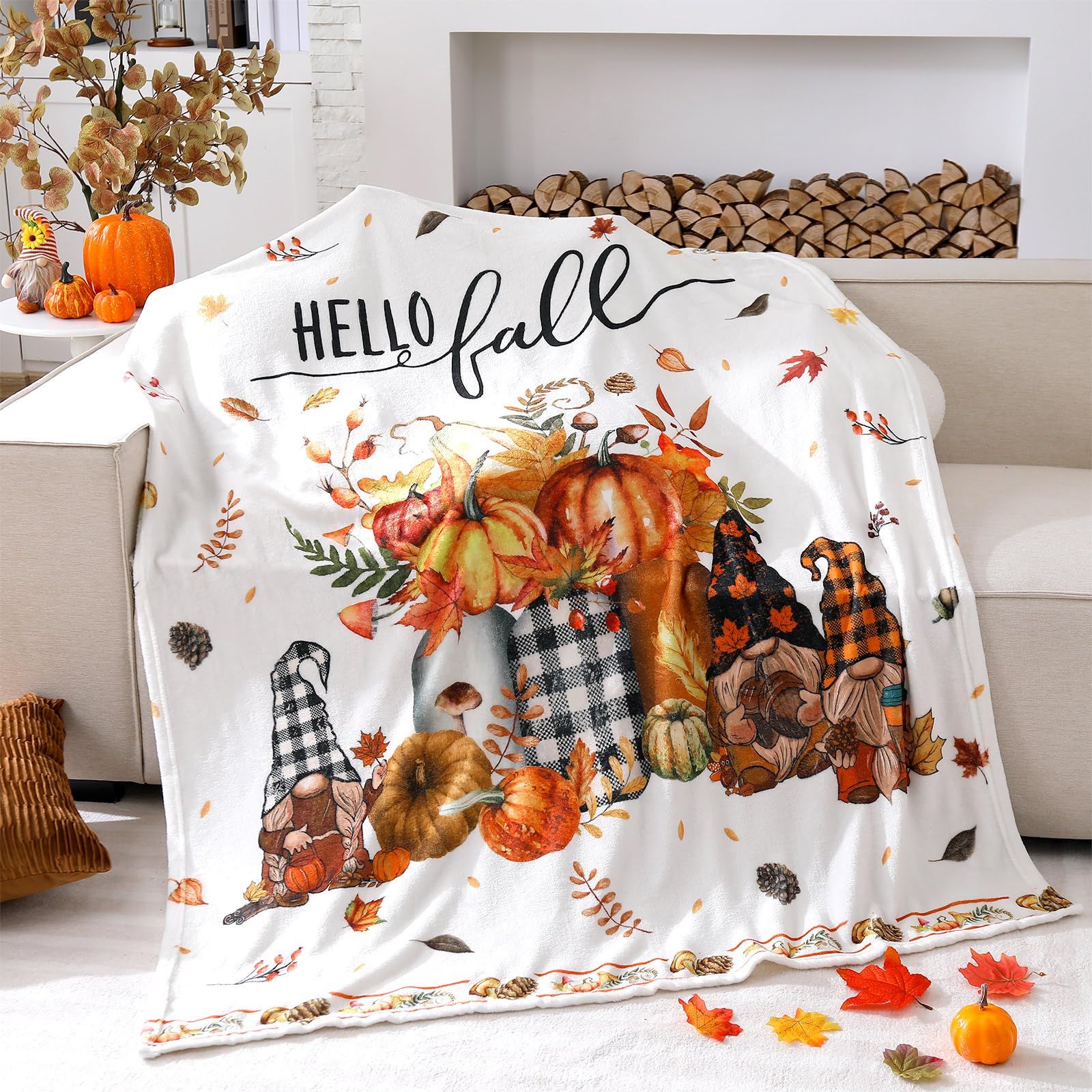 Breling Coastal Ocean Beach Throw Flannel Blanket Blue Seashells Cozy Fuzzy Warm Sea Ocean Throw Blanket Nautical Gift for Couch Sofa Bed Home Decor 60"x50"