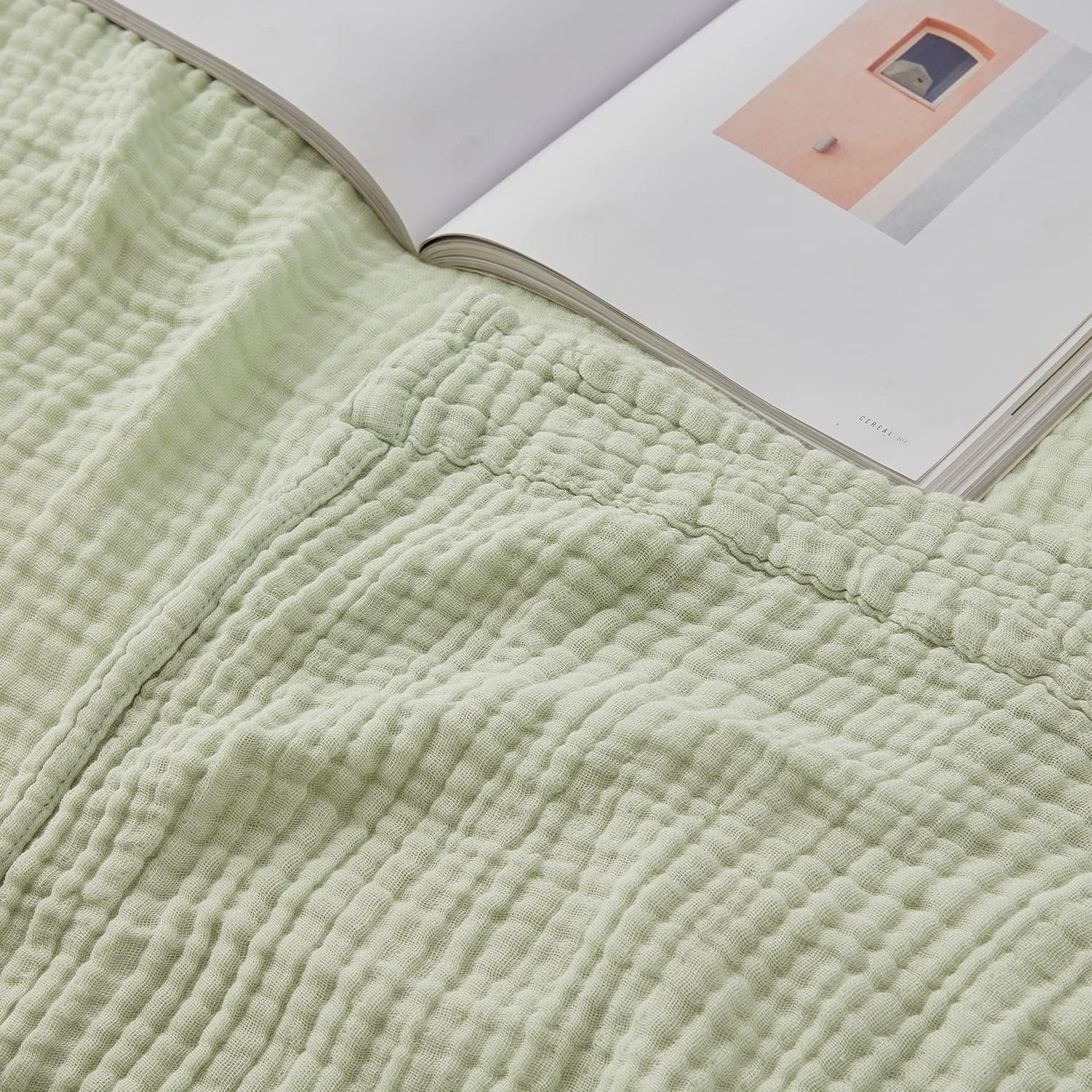 EMME Muslin Throw Blanket for Adults 100% Cotton Blankets for Couch 4-Layer Summer Breathable Gauze All Season Soft and Lightweight Pre-Washed (Teal, 50"x71")