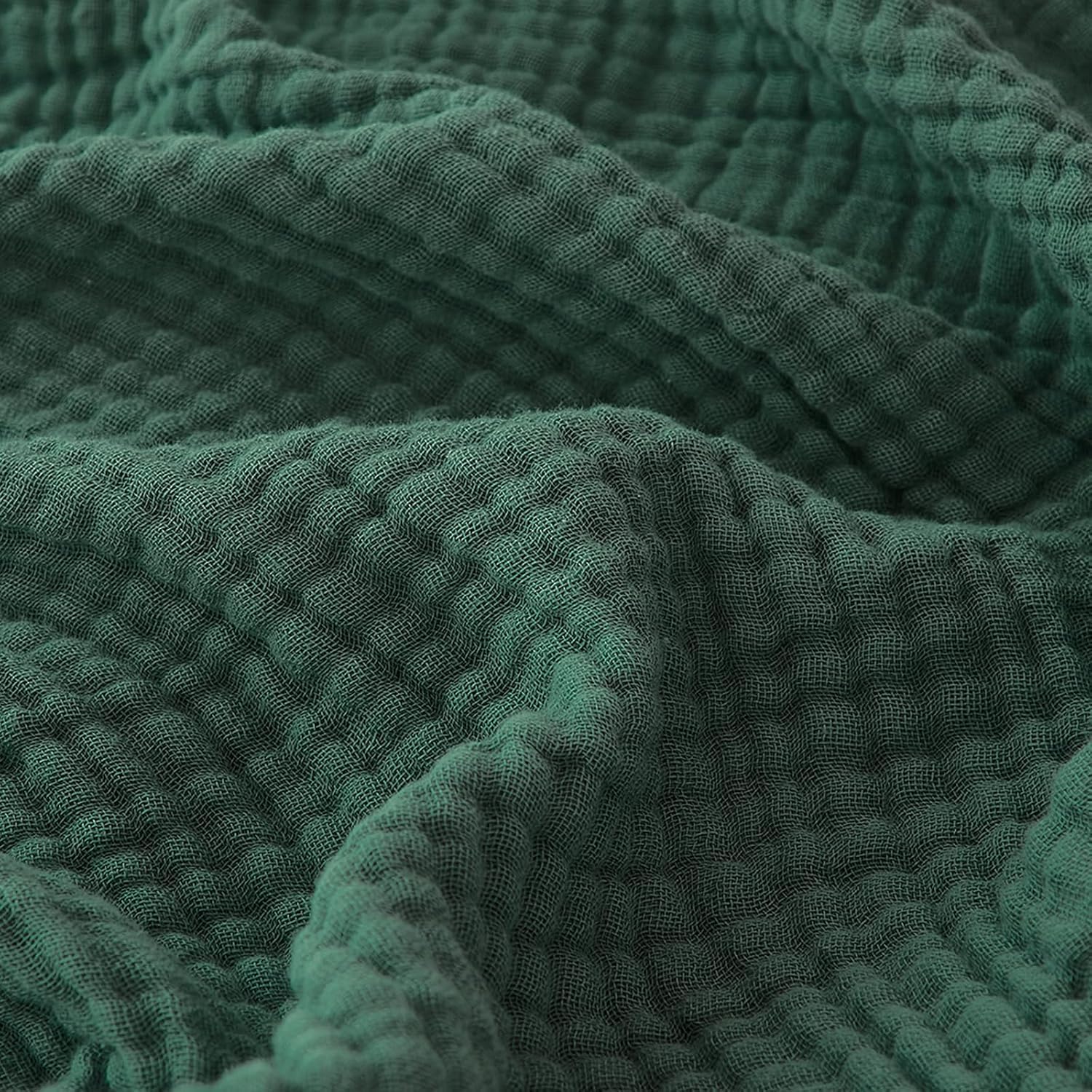 EMME Muslin Throw Blanket for Adults 100% Cotton Blankets for Couch 4-Layer Summer Breathable Gauze All Season Soft and Lightweight Pre-Washed (Teal, 50"x71")