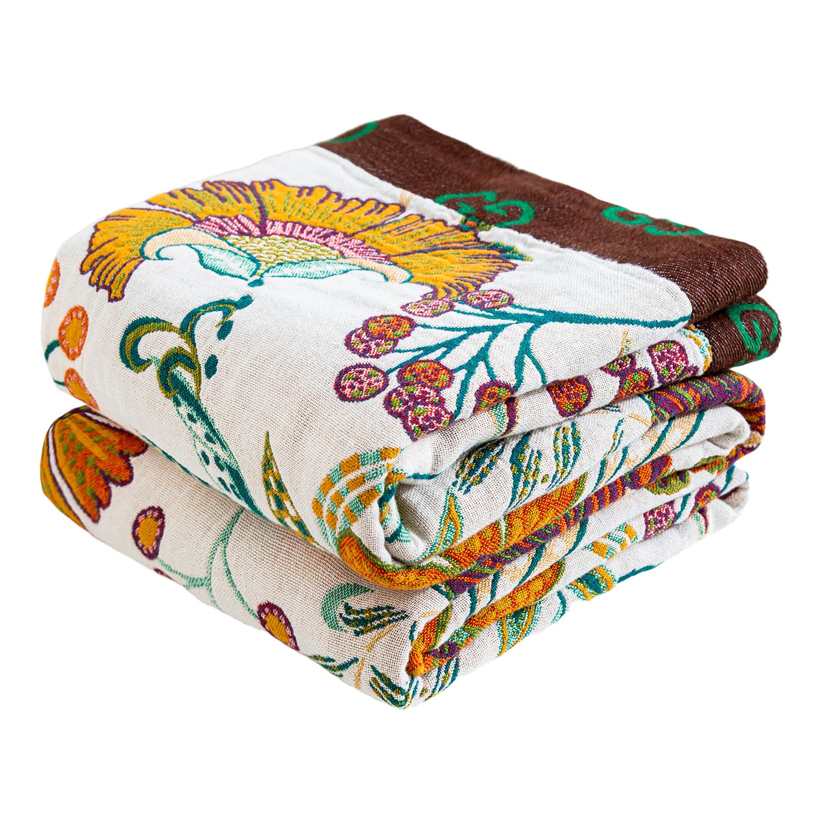 MSGKV Boho Throw Blanket 60''x80'',100% Cotton Blanket for Couch Bed, Summer Breathable Quilt Farmhouse Home Decor Soft Lightweight Picnic Blankets