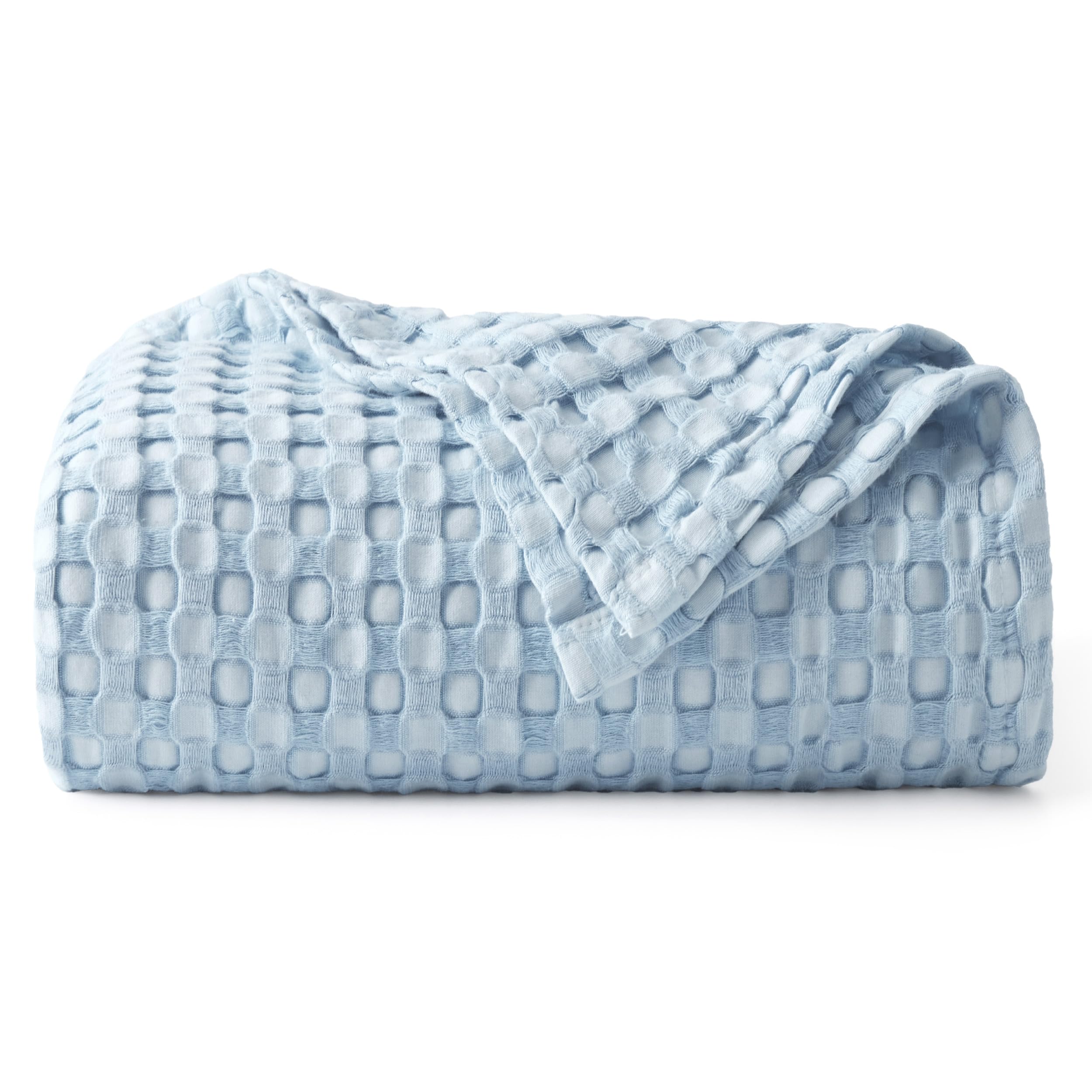 Bedsure Cooling Waffle Queen Size Blanket - Lightweight Cotton Summer Blanket of Rayon Derived from Bamboo for Hot Sleepers, Luxury Throws for Bed, Couch and Sofa, Ivory, 90x90 Inches