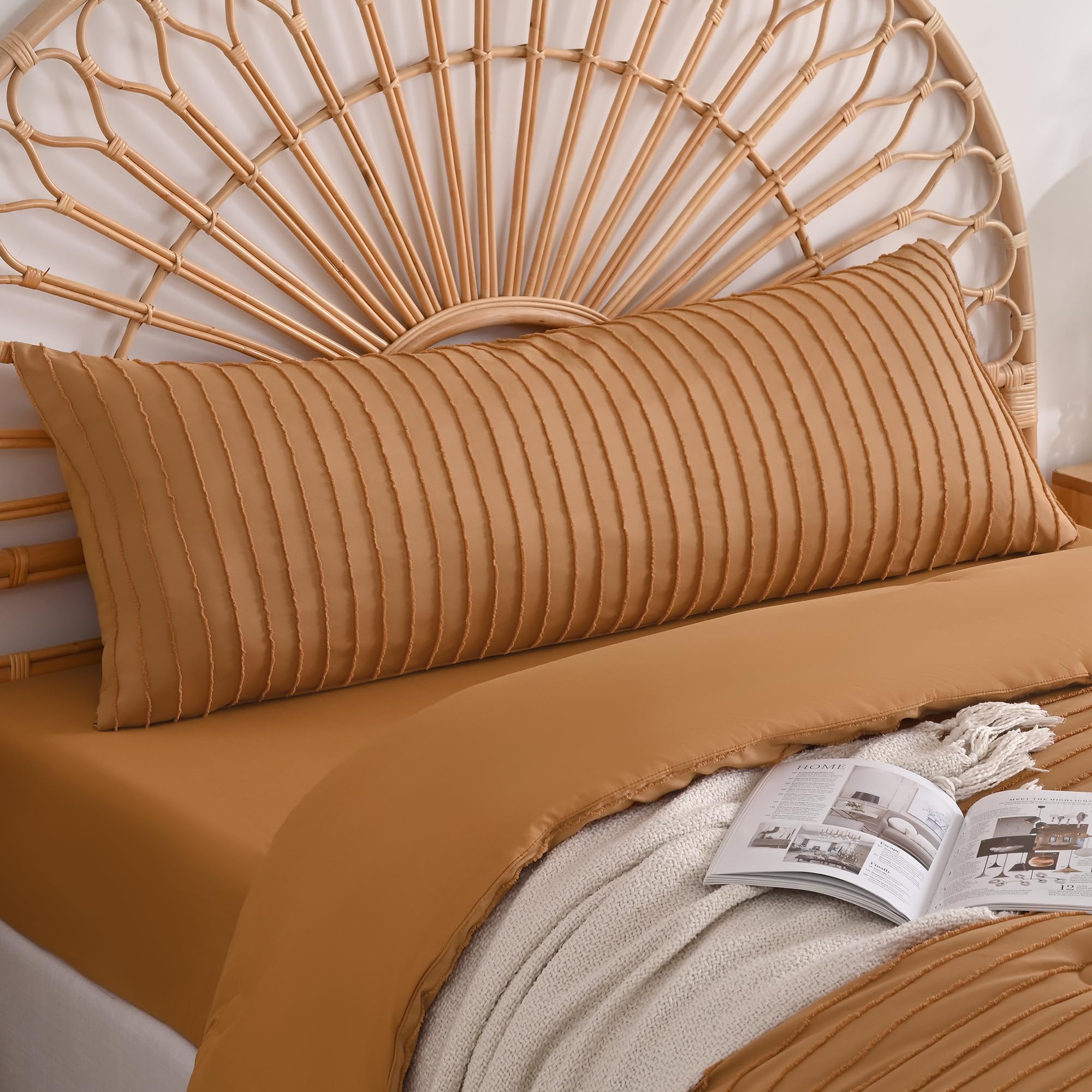 JELLYMONI 2 Pack White Pillowcases Standard Size, Soft Microfiber Striped Tufted Pillow Covers with Envelope Closure (Pillows are not Included)