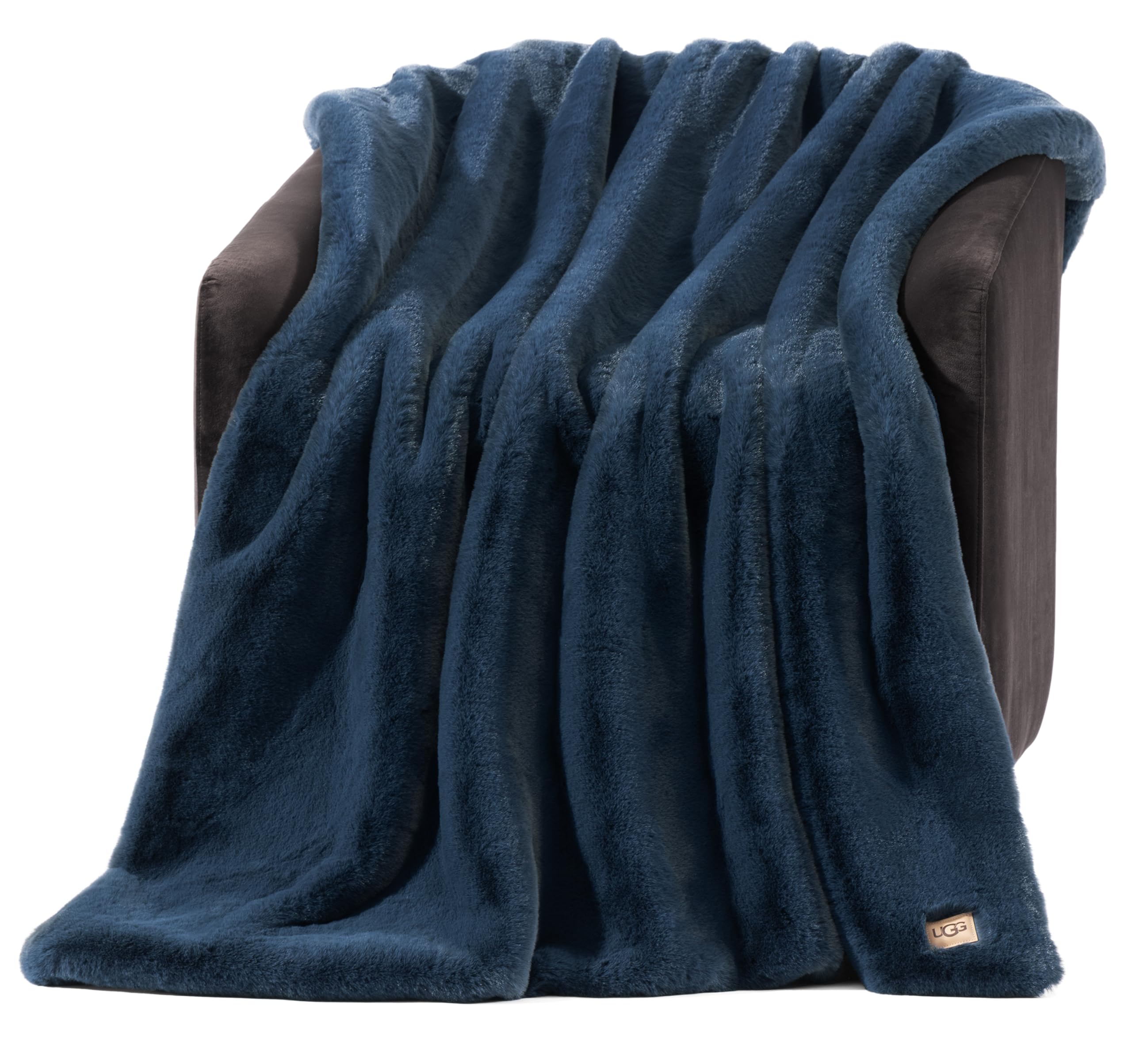 UGG Euphoria Faux Fur Throw Blanket, Warm Fluffy for Couch or Bed, Luxury Bedroom Decor, Blankets, Machine Washable, 50-inch x 70-inch, White Snow