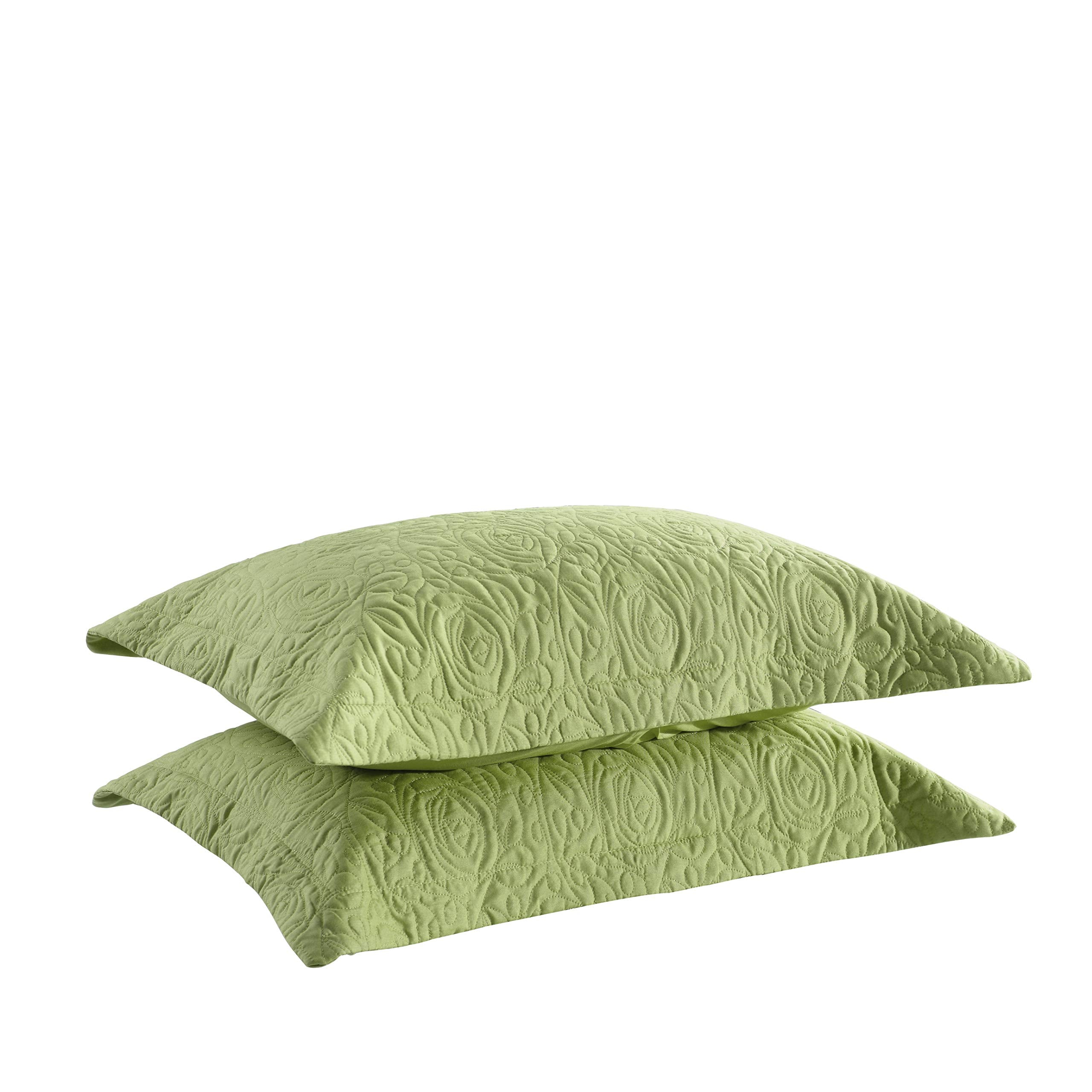 MarCielo 2-Piece Embroidered Pillow Shams, Decorative Microfiber Pillow Covers Set, Standard Size, Beige