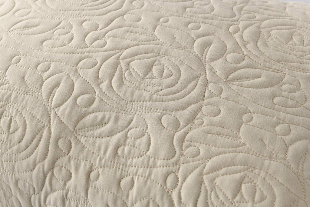 MarCielo 2-Piece Embroidered Pillow Shams, Decorative Microfiber Pillow Covers Set, Standard Size, Beige