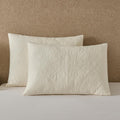 YINFUNG Quilted Pillow Shams Damask Medallion Ivory Standard Set of 2 Cream Embroidered Vintage Pillowcases Embossed Textured Cotton Pattern Bright White