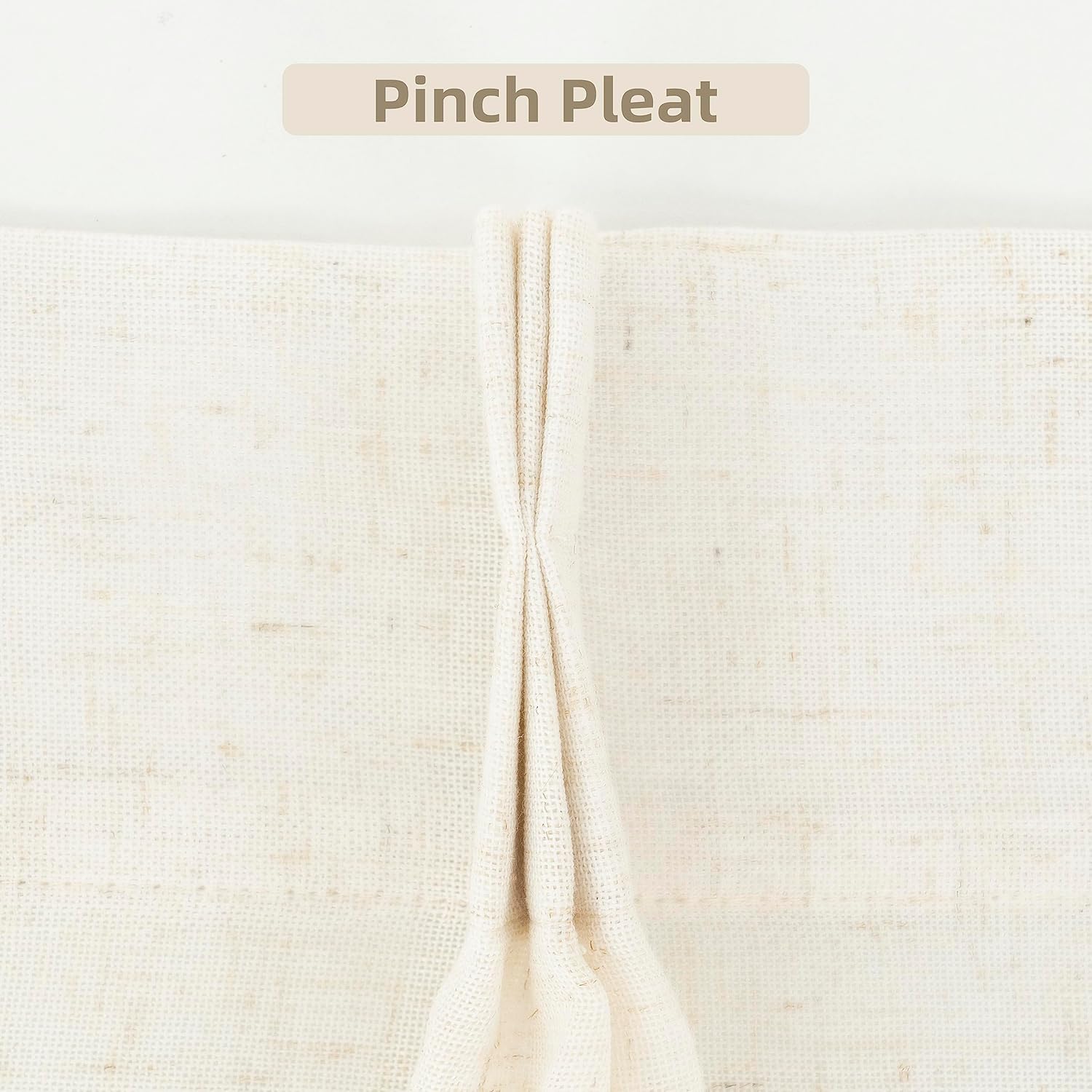 DriftAway Pinch Pleat Valance for Kitchen Window Linen Textured Valance for Living Room Farmhouse Semi Sheer Linen Curtain Valance Window Treatment Back Tabs 50 Inches by 16 Inches Light Linen
