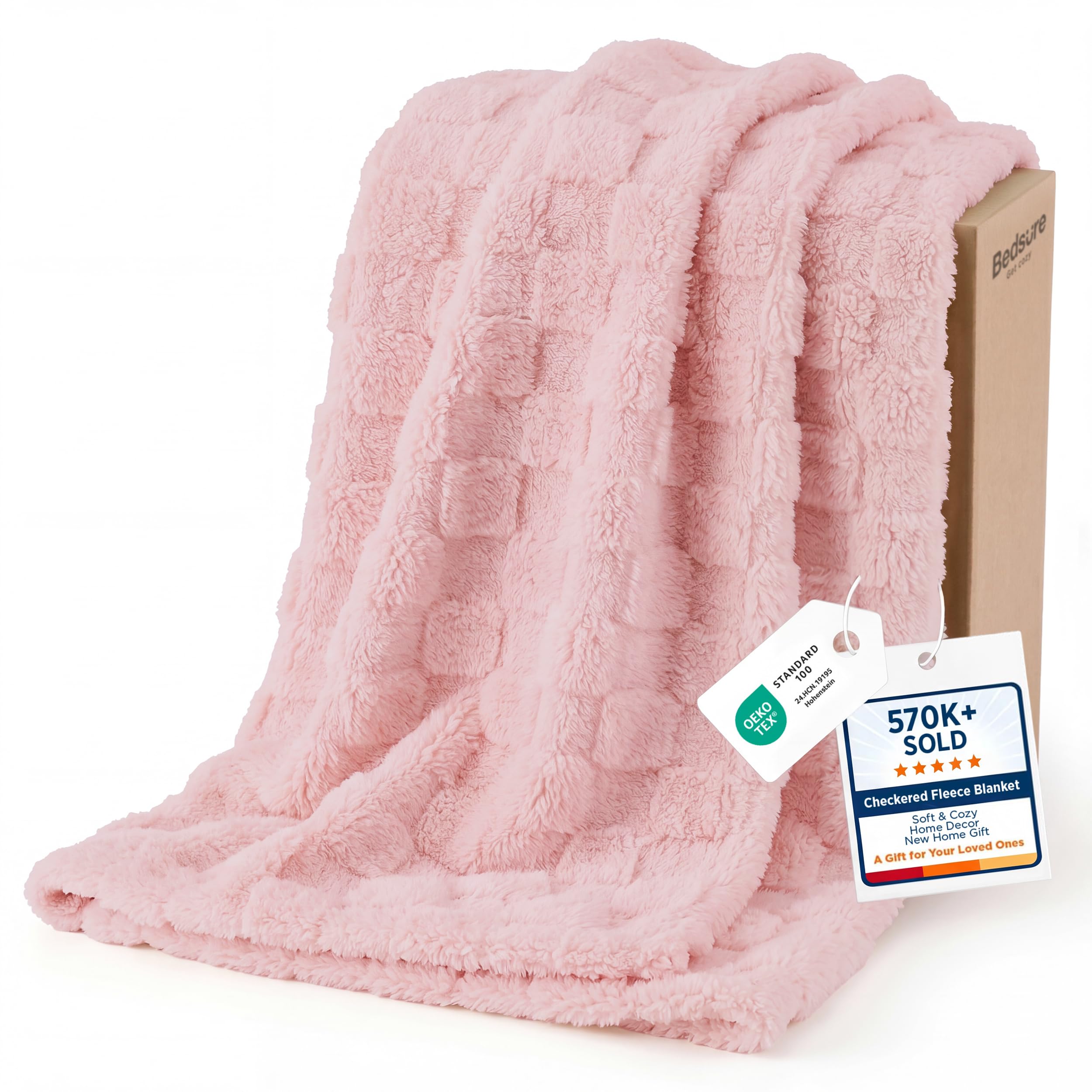 Bedsure GentleSoft Sage Green Throw Blanket for Couch - Checkered Cute Fleece Blankets, Soft Cozy Summer Throw for Bedroom Home Decor Gifts for Mom Girls, Green, 50x60 Inches
