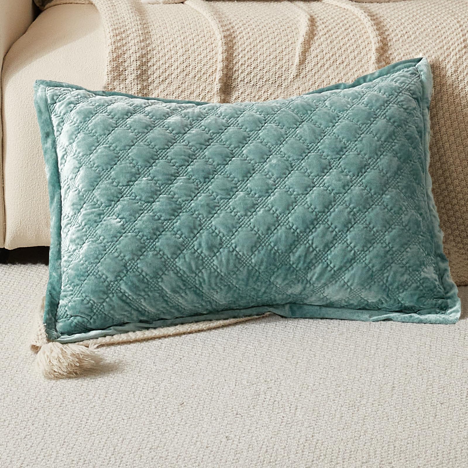 Standard Pillowcase 20X26 1 Piece Pillow Cover with Envelope Closure Rectangular Quilted Pillow Case Soft Decorative Texture Pillow Sham for Bed, Ivory White