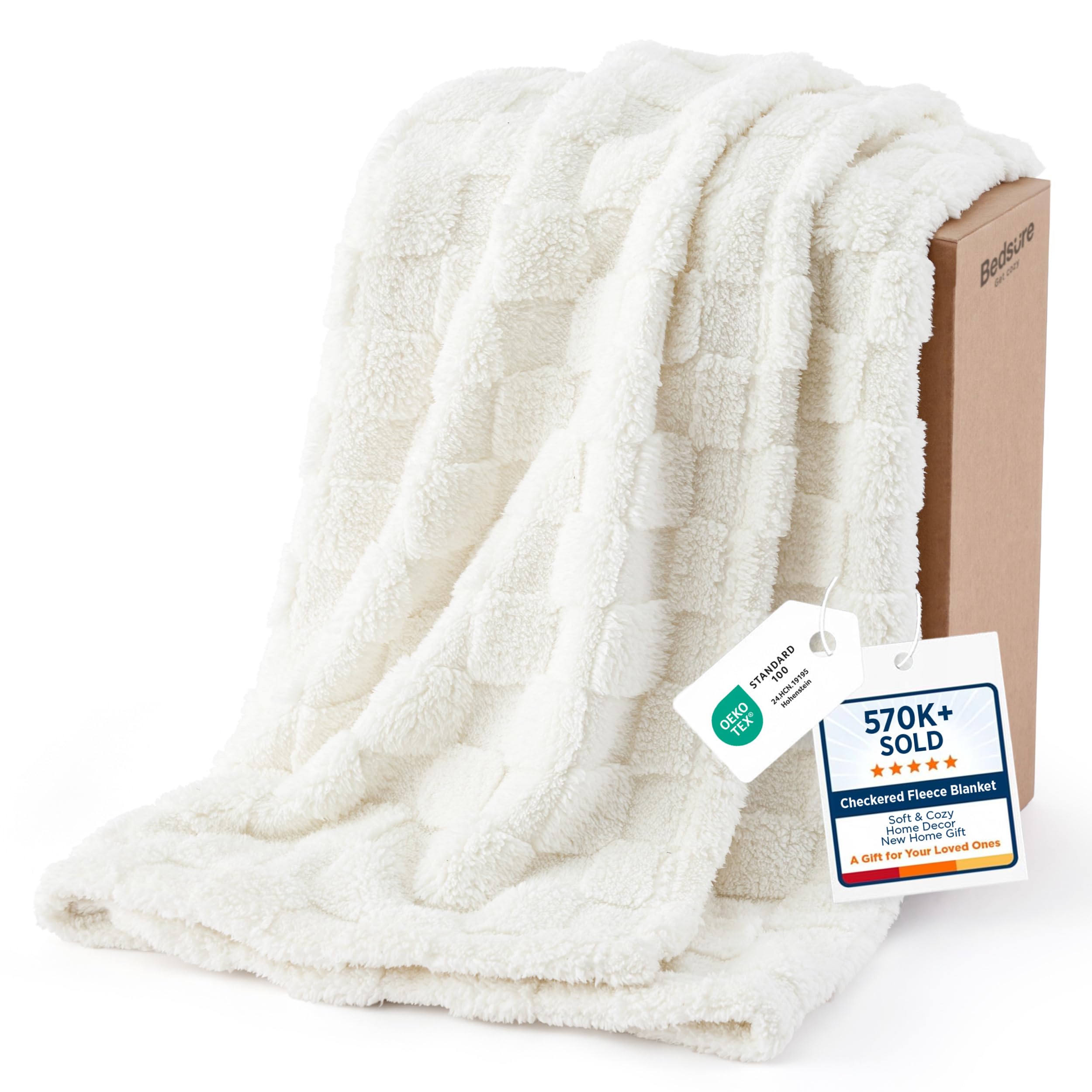 Bedsure GentleSoft Sage Green Throw Blanket for Couch - Checkered Cute Fleece Blankets, Soft Cozy Summer Throw for Bedroom Home Decor Gifts for Mom Girls, Green, 50x60 Inches