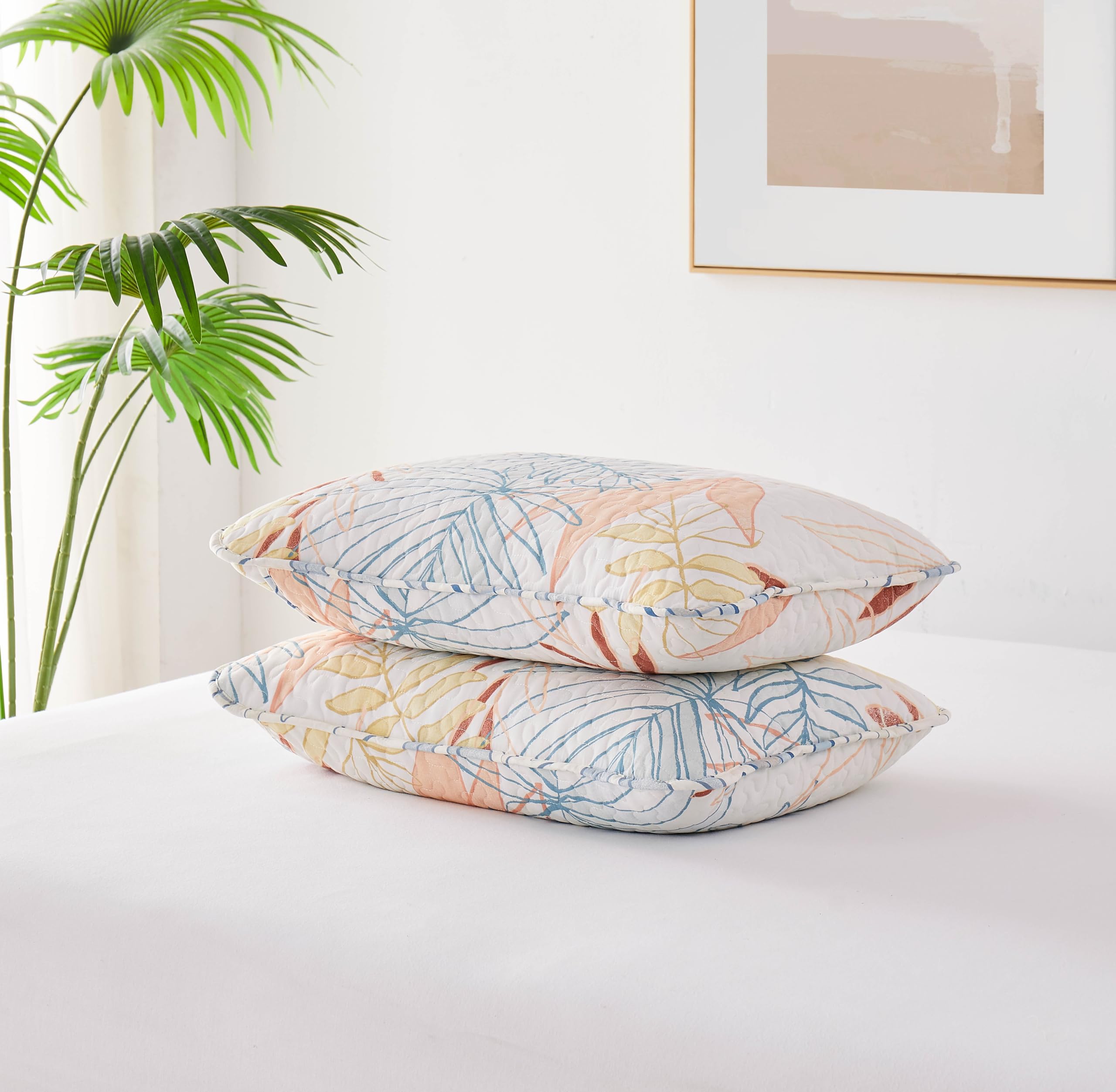 Southshore Fine Living, Inc. Blue Pillow Covers 20"x26", Decorative Pillow Shams Standard Size Set of 2, Fits Twin/Full/Queen Pillows, Breathable Quilted Pillow Shams Complement Quilt Set, Steel Blue
