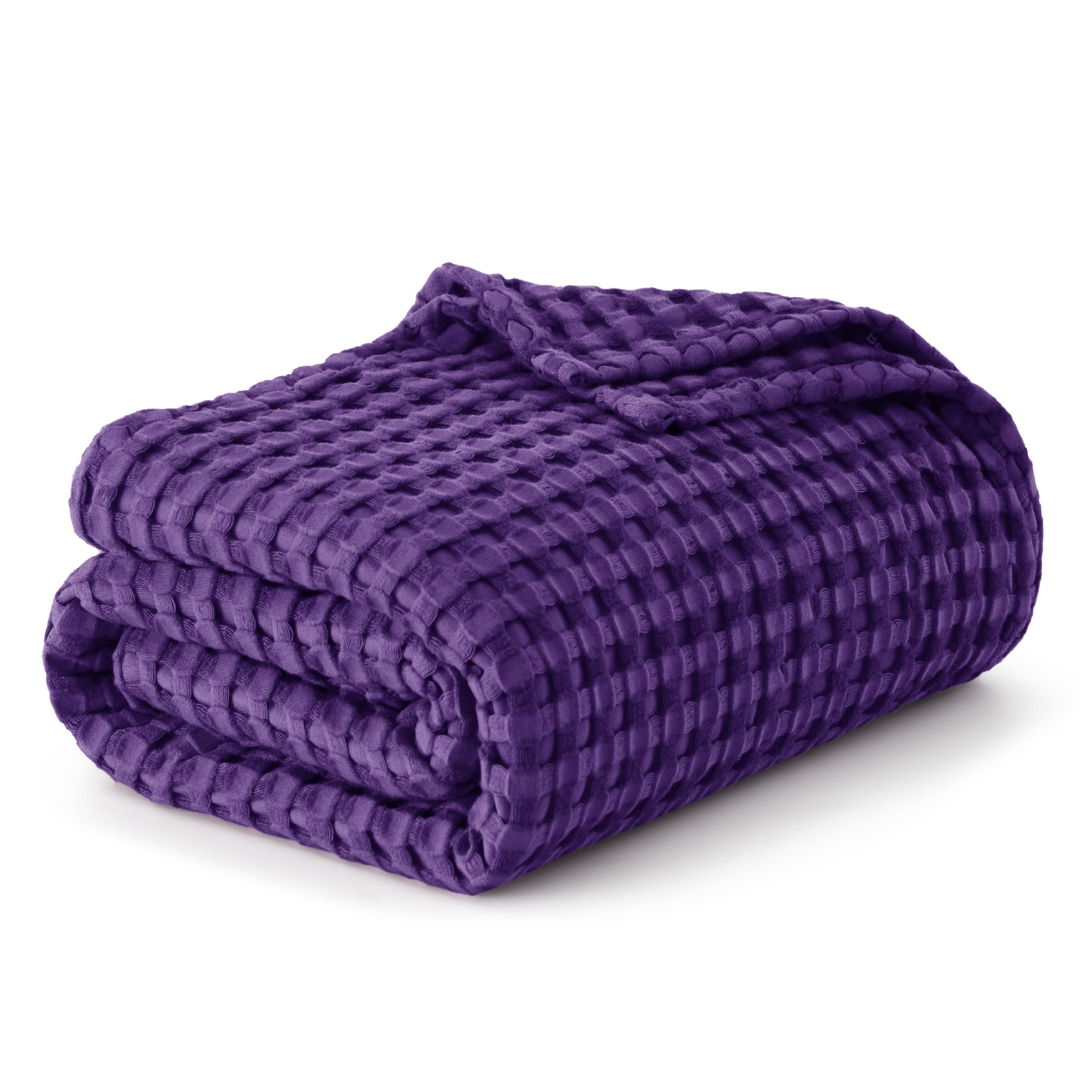 Bedsure Cooling Waffle Queen Size Blanket - Lightweight Cotton Summer Blanket of Rayon Derived from Bamboo for Hot Sleepers, Luxury Throws for Bed, Couch and Sofa, Ivory, 90x90 Inches