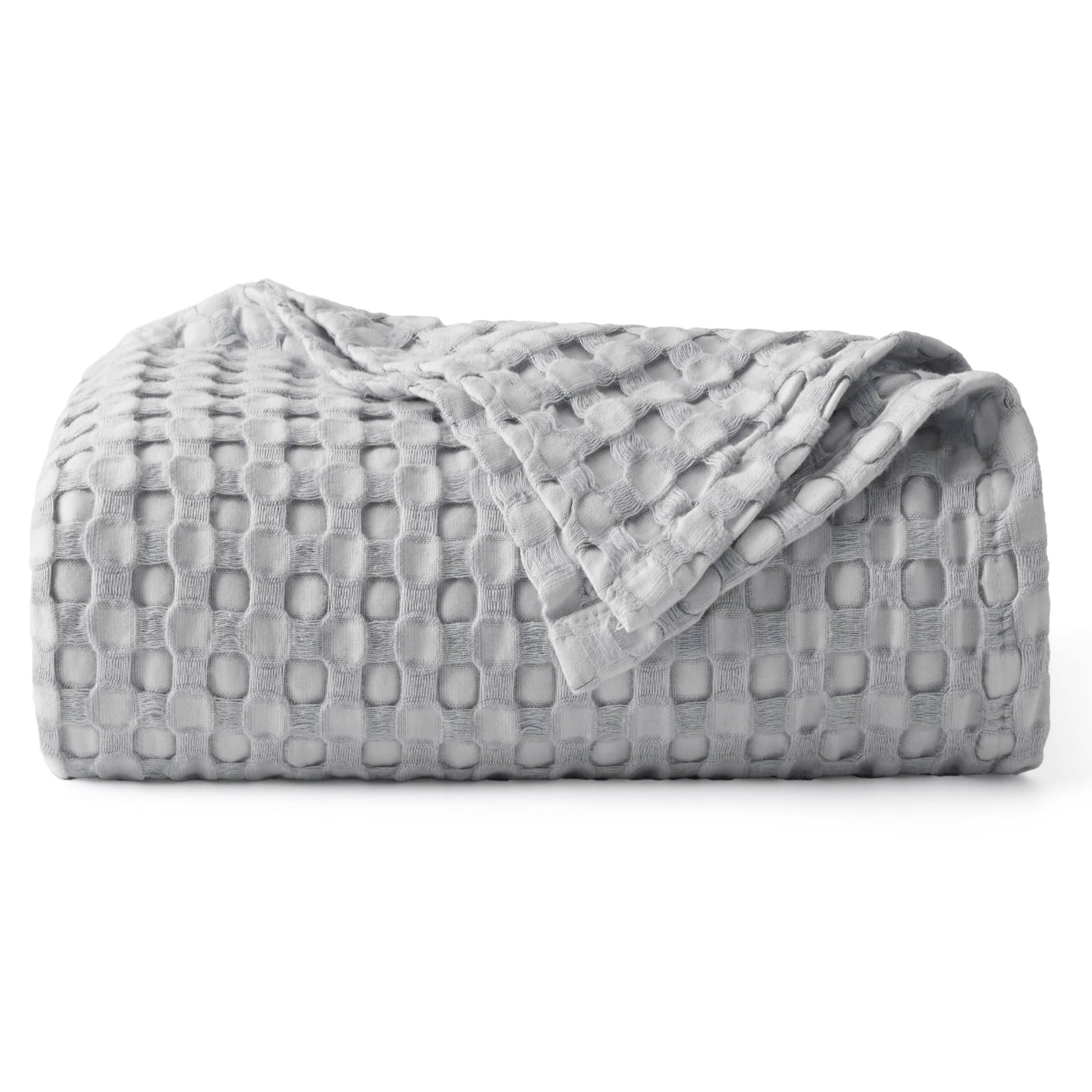Bedsure Cooling Waffle Queen Size Blanket - Lightweight Cotton Summer Blanket of Rayon Derived from Bamboo for Hot Sleepers, Luxury Throws for Bed, Couch and Sofa, Ivory, 90x90 Inches
