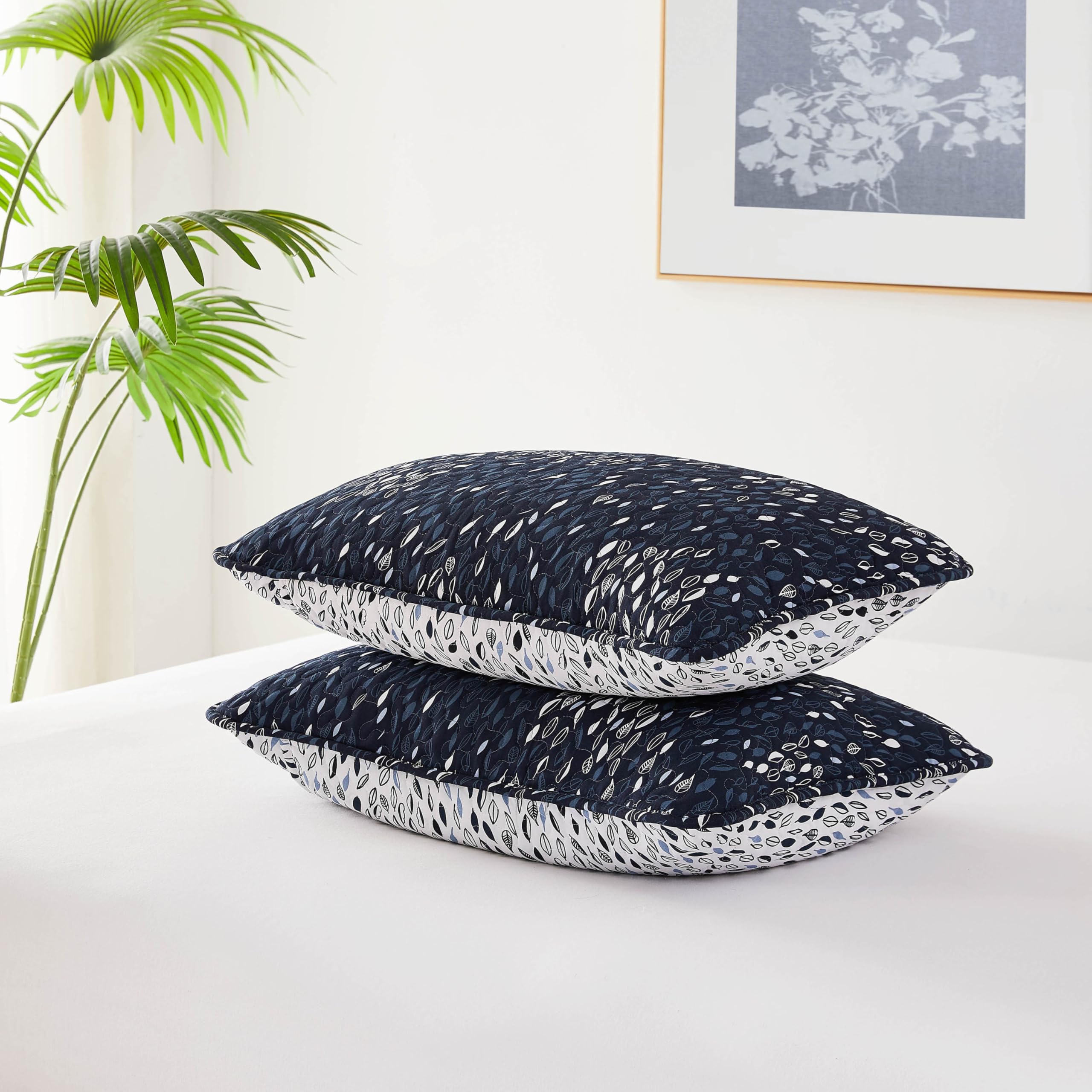 Southshore Fine Living, Inc. Blue Pillow Covers 20"x26", Decorative Pillow Shams Standard Size Set of 2, Fits Twin/Full/Queen Pillows, Breathable Quilted Pillow Shams Complement Quilt Set, Steel Blue