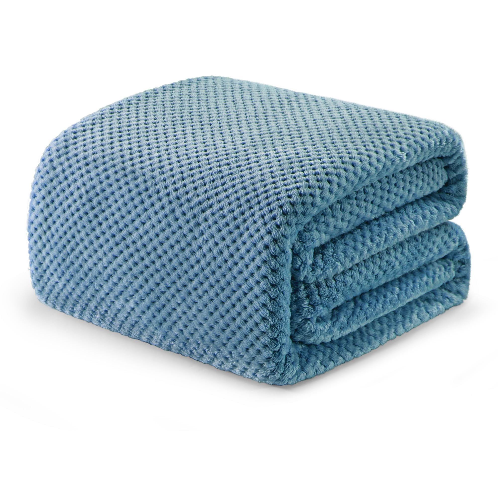Exclusivo Mezcla Fleece Throw Blanket Extra Large, Super Soft and Warm Blankets for Couch, Sofa and Bed Waffle Textured, Cozy, Fuzzy and Lightweight (Slate Blue, 50x70 Inches)