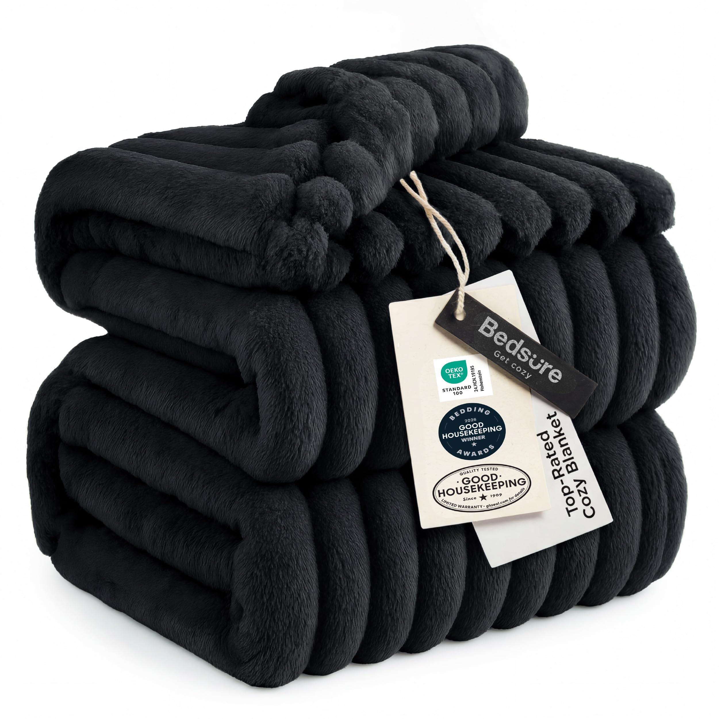 Bedsure GentleSoft Blankets Queen Size for Bed - Cozy Soft Sofa Couch Cover Blankets for Women, Cute Large Bedding Fleece Throws for Girls, Off White, 90x90 Inches