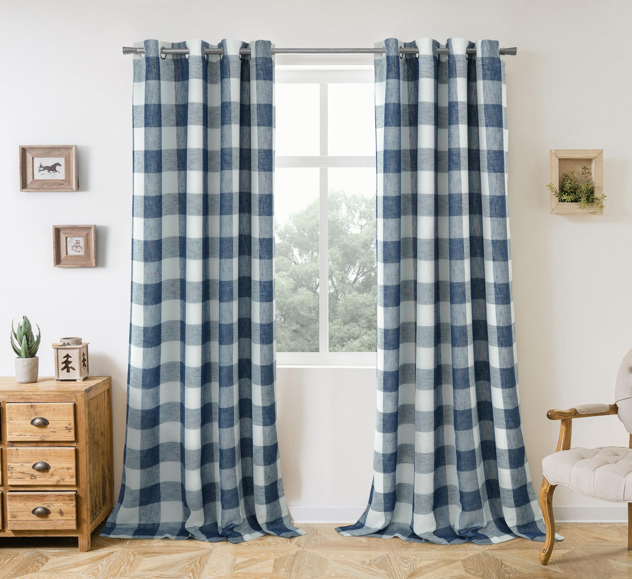 DriftAway Buffalo Plaid Check Curtains Blackout Room Darkening Thermal Insulated Red and White Buffalo Checkered Window Drapes for Farmhouse Bedroom Living Room Grommet Curtain 2 Panels 84 Inch Long