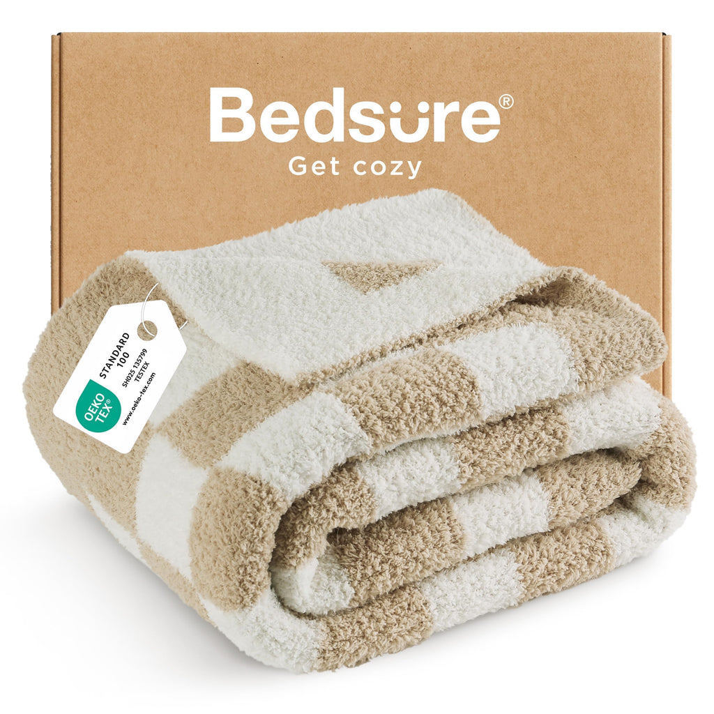 Bedsure Gentlesoft Cozy Knit Throw Blanket - Super Soft Fluffy Blanket for Couch, Bed, Sofa, Lightweight Warm All Season Plush Blankets, Mothers Day, Birthday Gifts for Women Men, Brown, 50x60 Inches